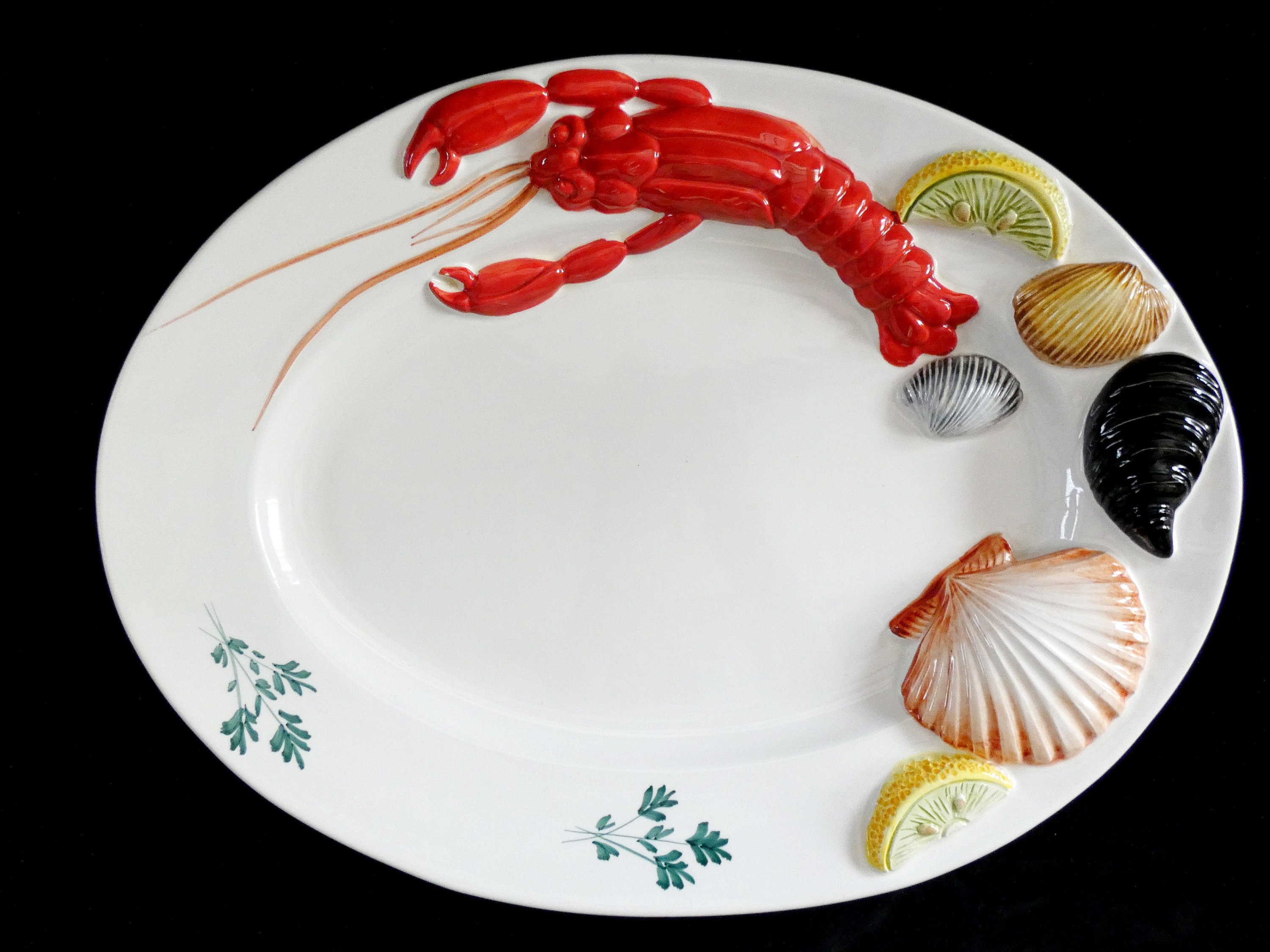 XXL Bassano Seafood Plate, Rare Italian Seafood Platter, Vintage Fish