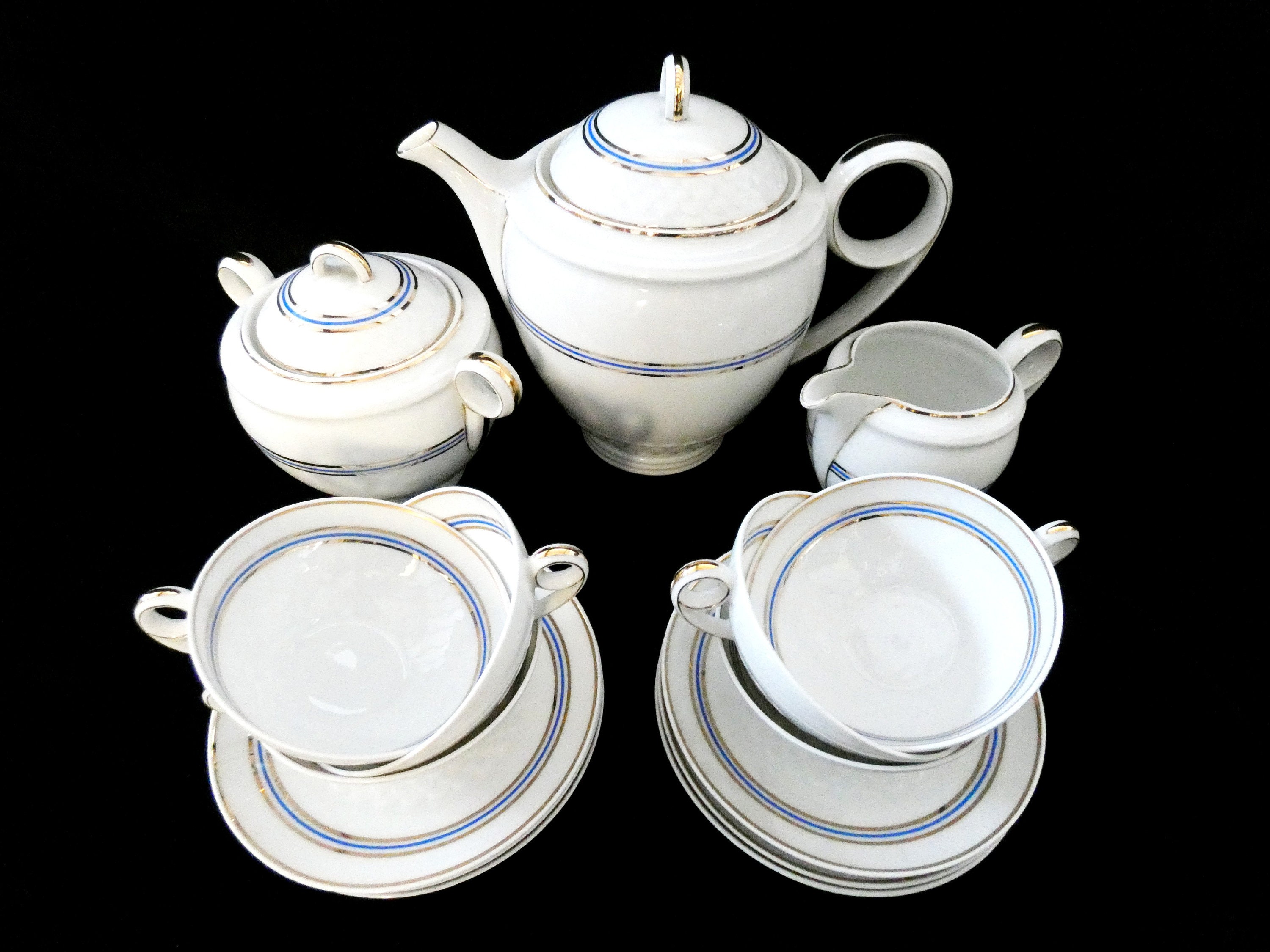 Limoges Union Ceramique Coffee/Tea Set, Vintage French Coffee Set