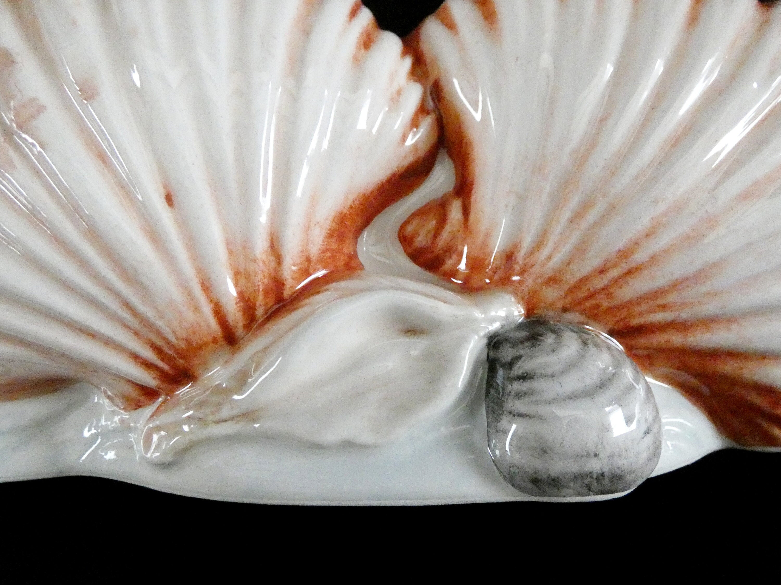 Italian Ceramic Napkin Holder, Vintage Shell Shaped Holder, Hand