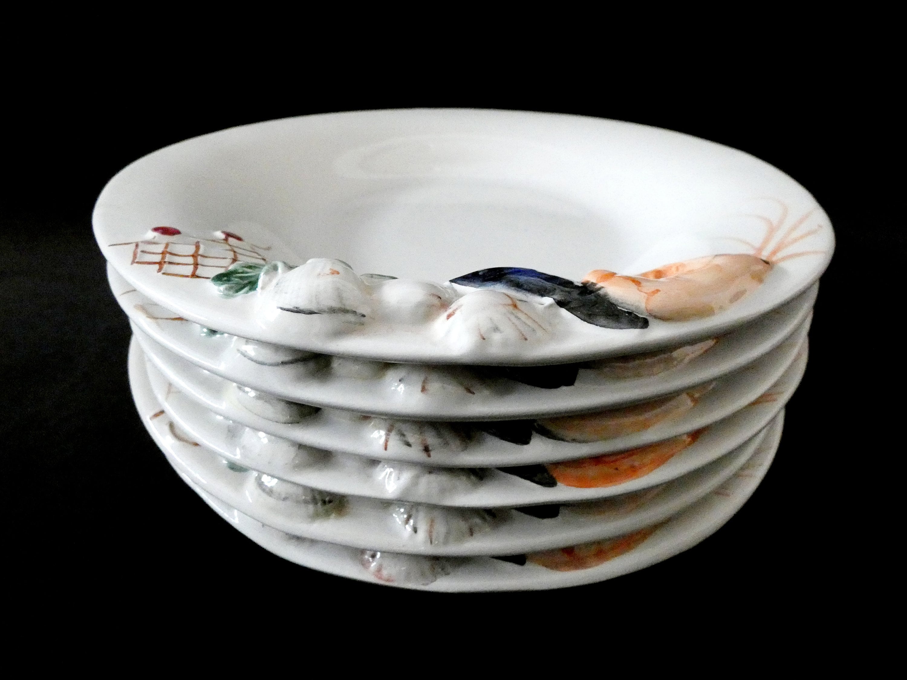 ヴィンテージ ポルトガル ロブスタープレート（4枚セット）：手描き