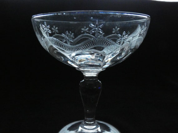 2 Antique Portieux Champagne Glasses Pattern Emma Vintage French
