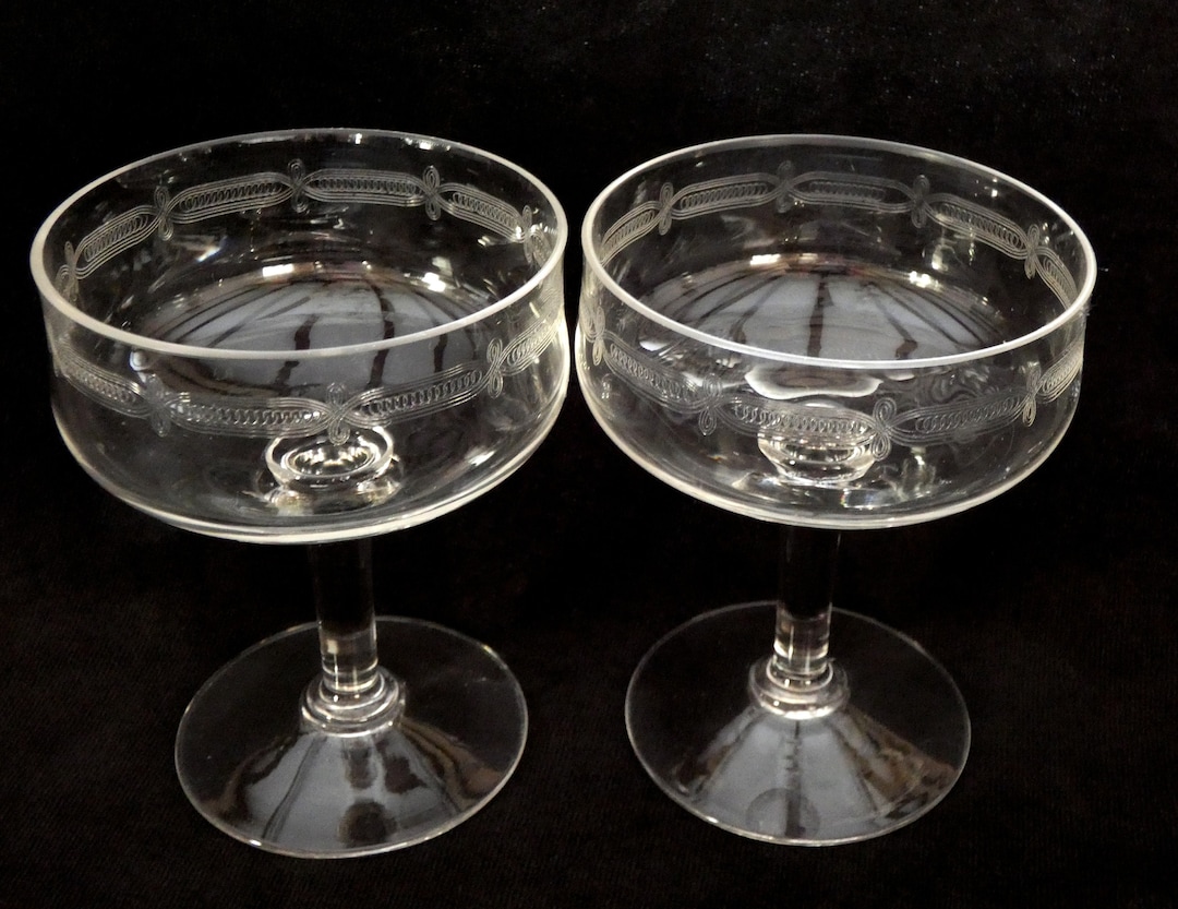 2 Antique Champagne Glasses Vintage French Champagne Coupes Etsy