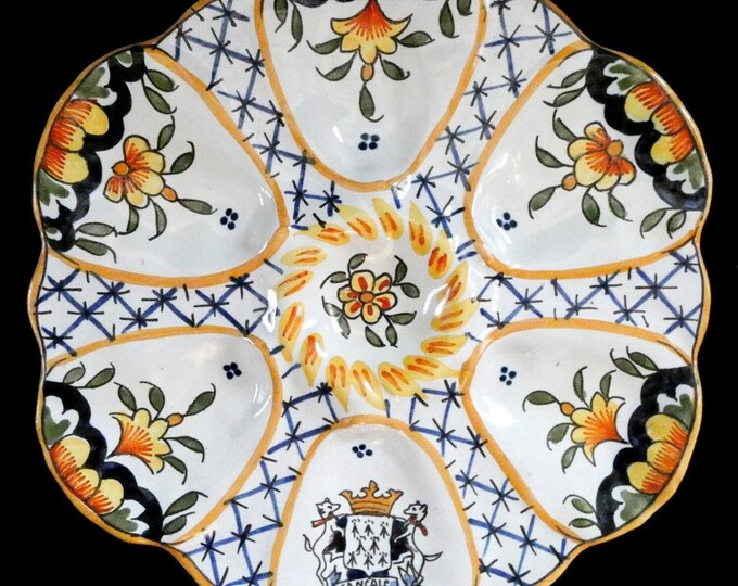 Antique Oyster Plate Digoin and Sarreguemines, Rare Collectible Oyster