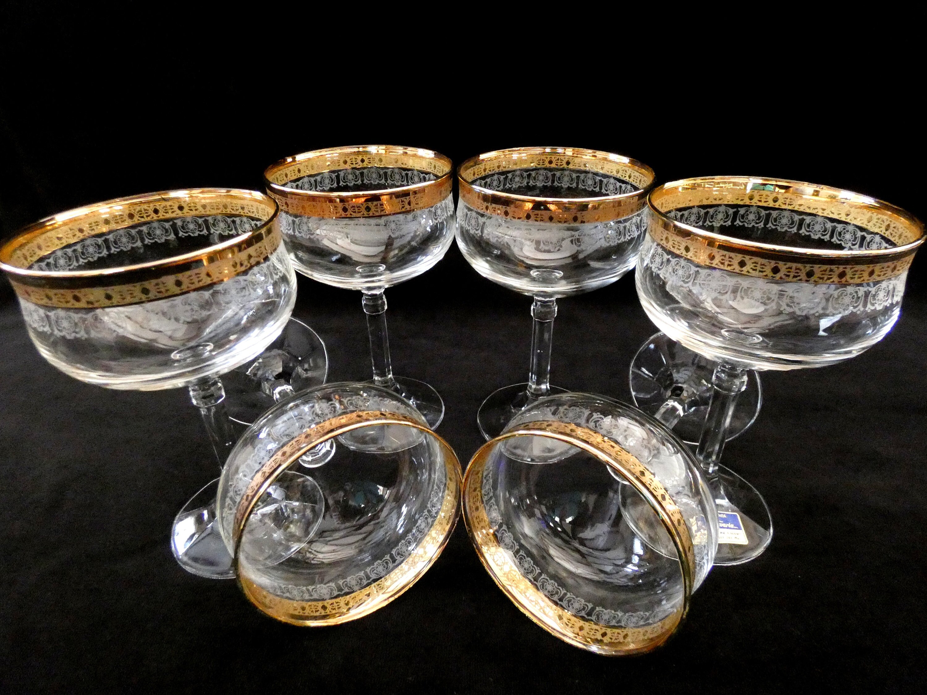 Italian Crystal Champagne Coupes, Vintage Champagne Glasses, Wedding