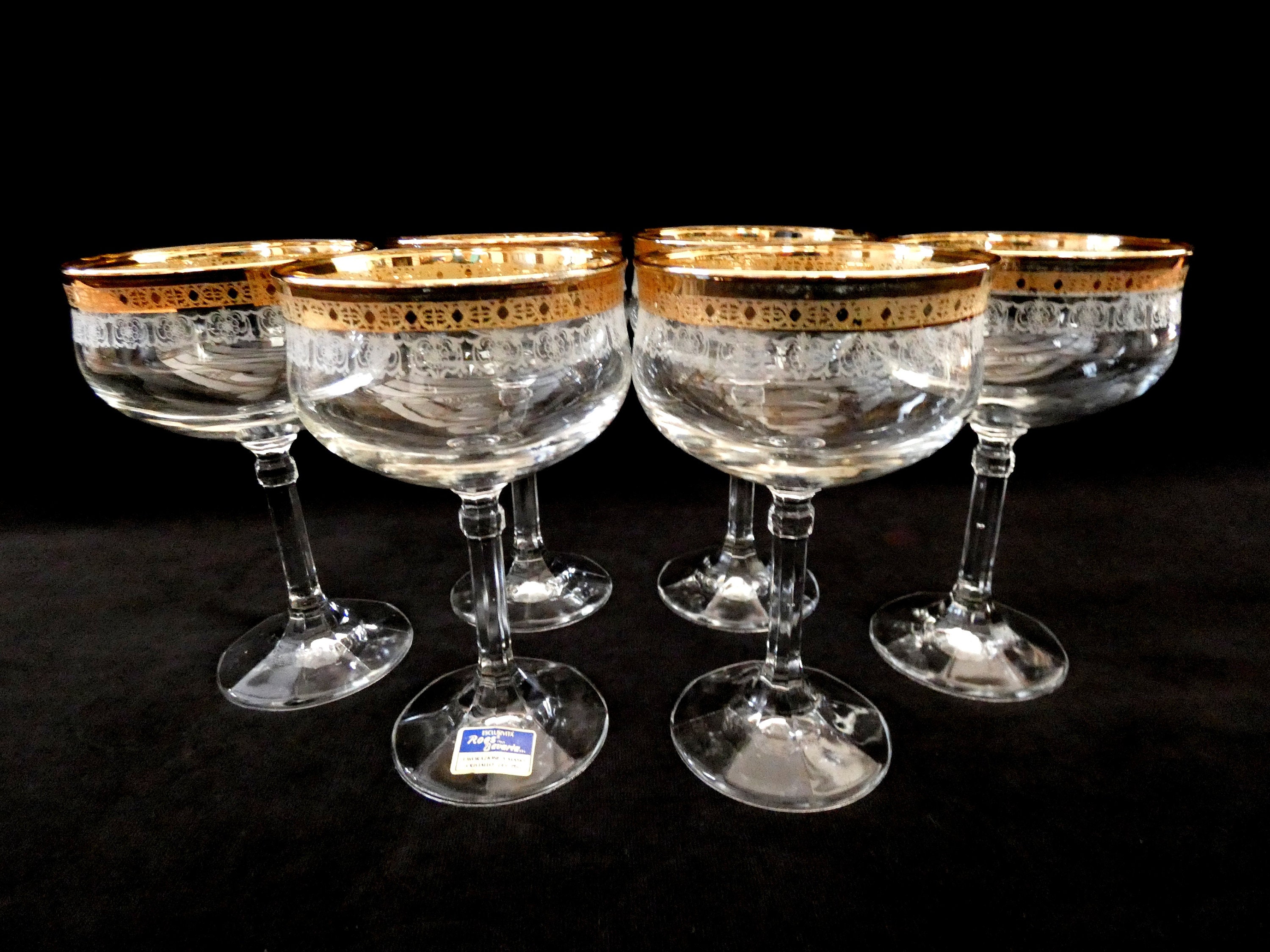 Italian Crystal Champagne Coupes, Vintage Champagne Glasses, Wedding