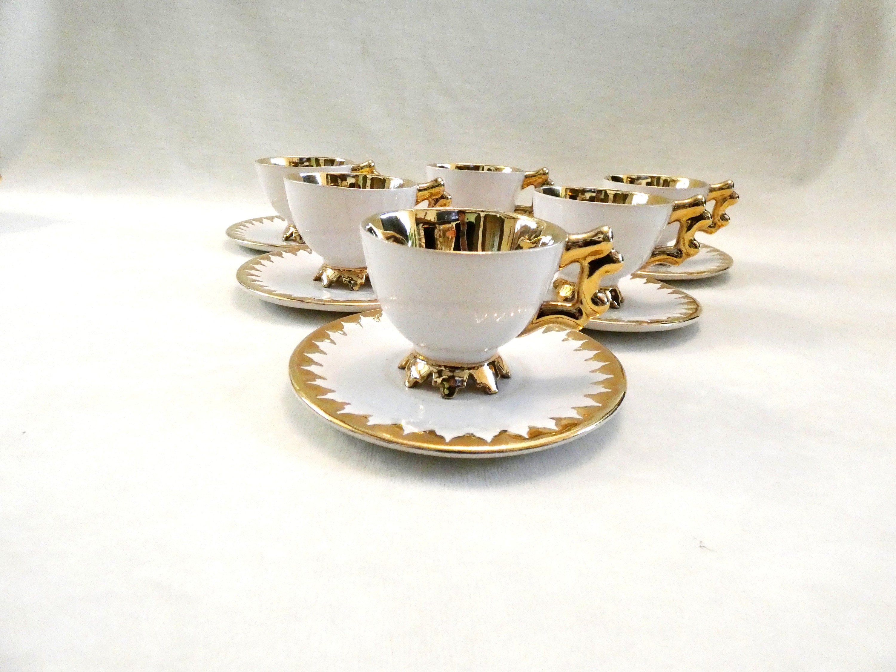 authentic made in italy espresso shot glasses w/gold tone handles