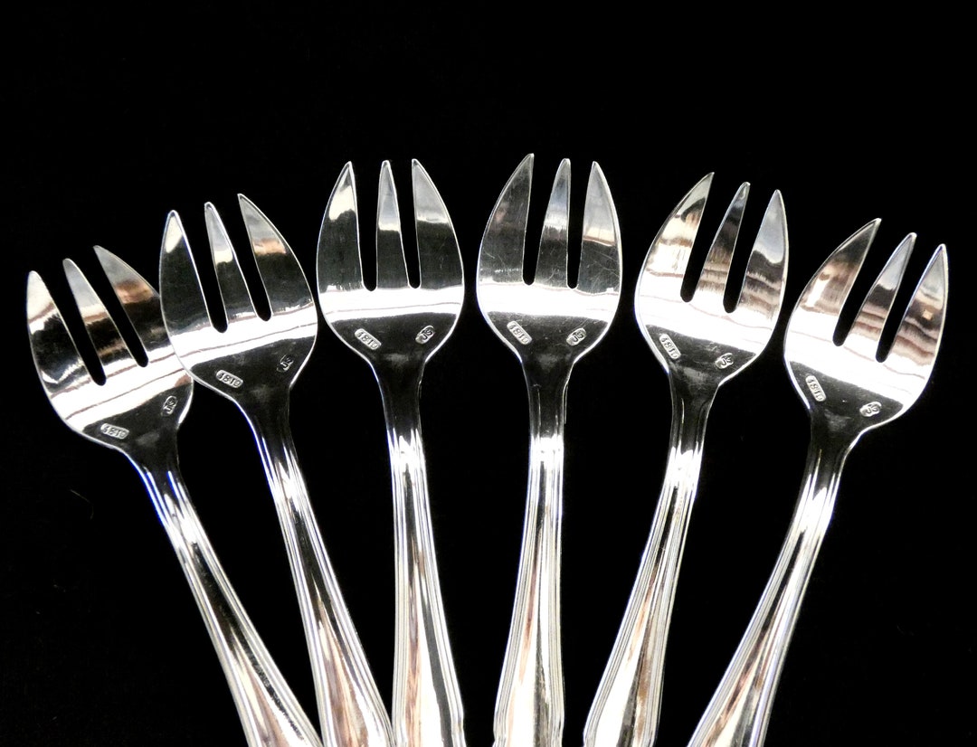 6 Vintage French Oyster Forks Stainless Steel Seafood Forks Etsy