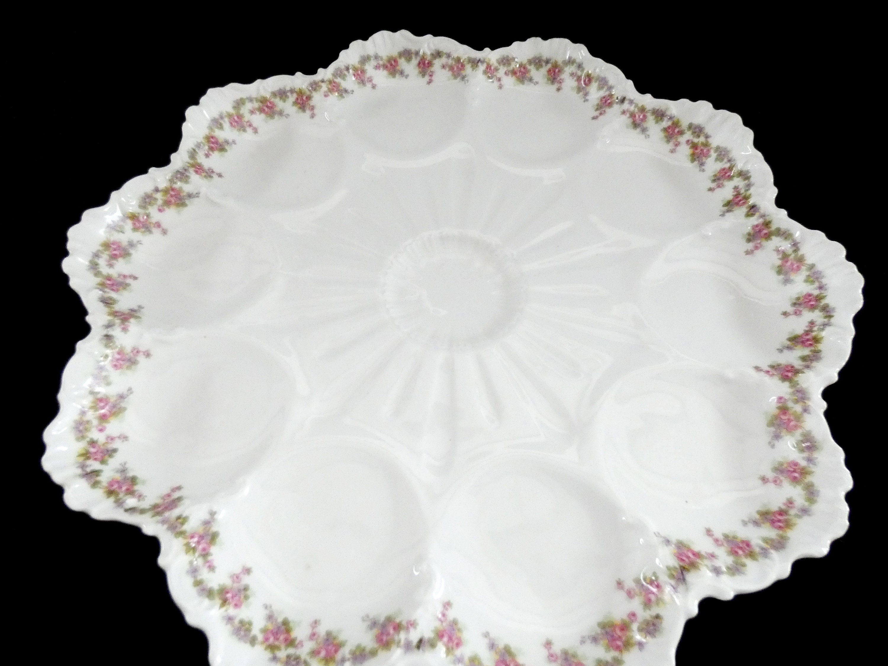 Large Antique Limoges Oyster Platter Vintage French Seafood Serving