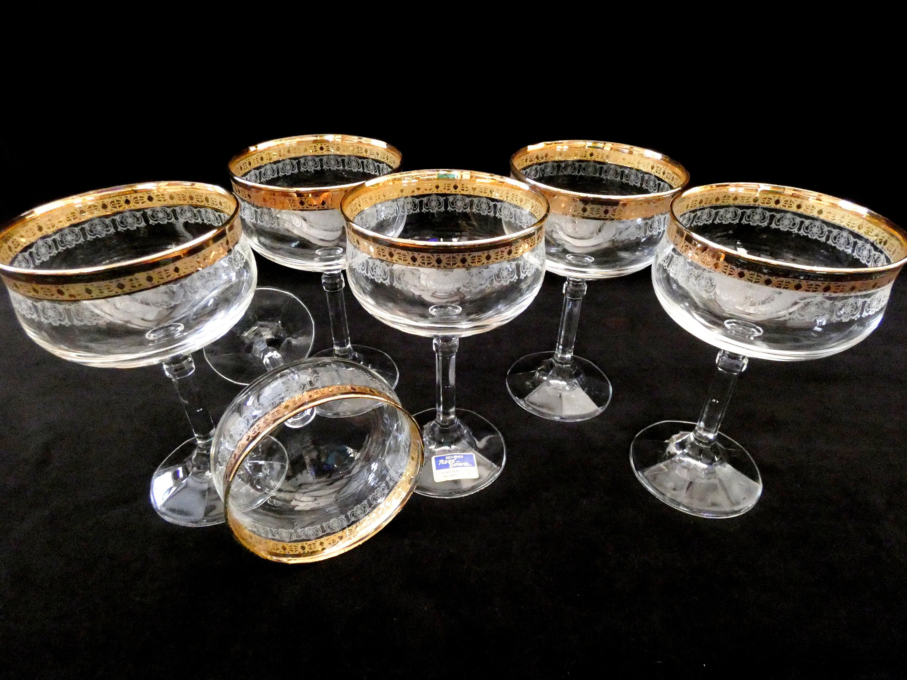 Italian Crystal Champagne Coupes, Vintage Champagne Glasses, Wedding