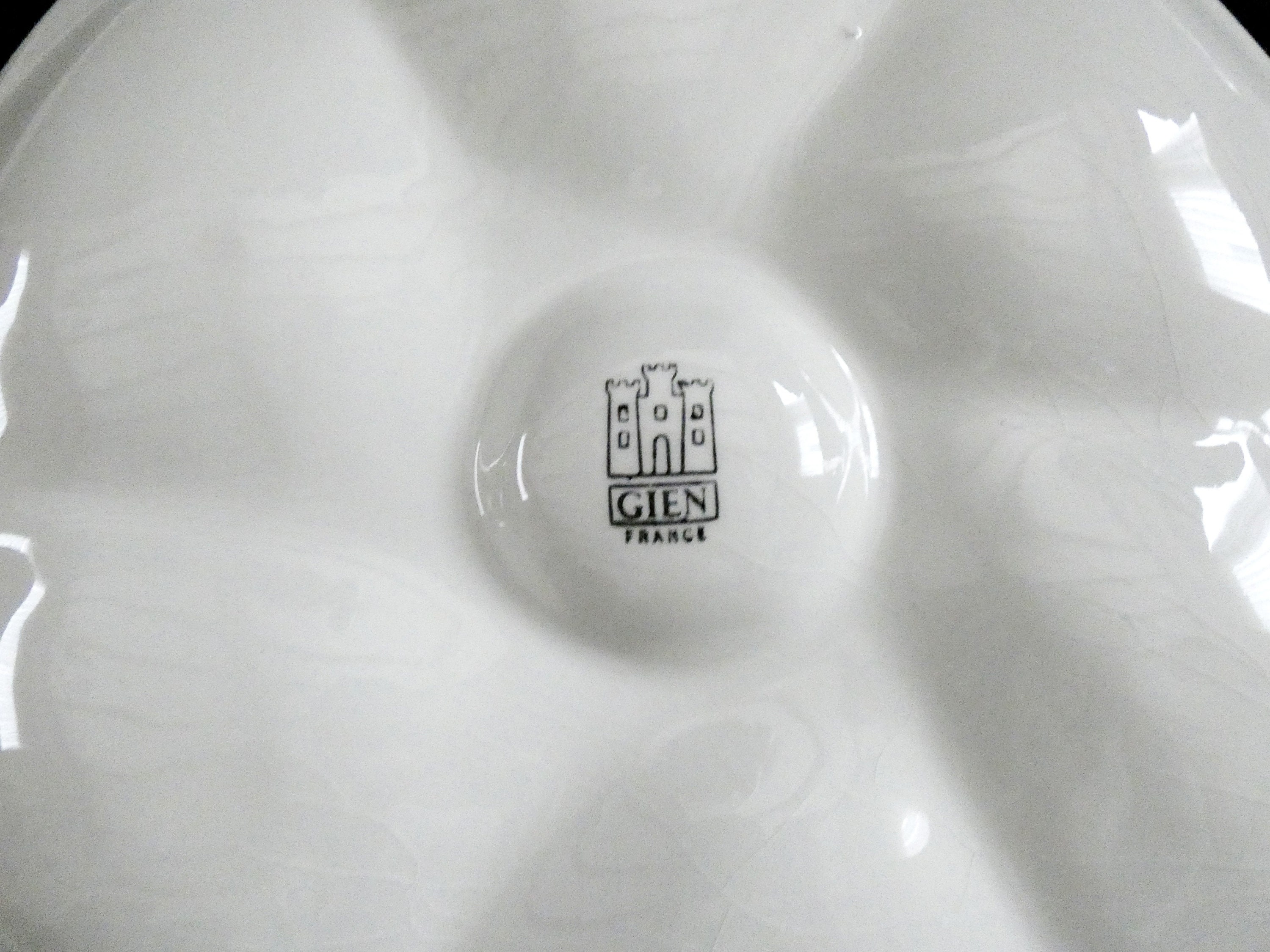 Vintage French Gien Oyster Plates, White Majolica Oyster Platters, Gien