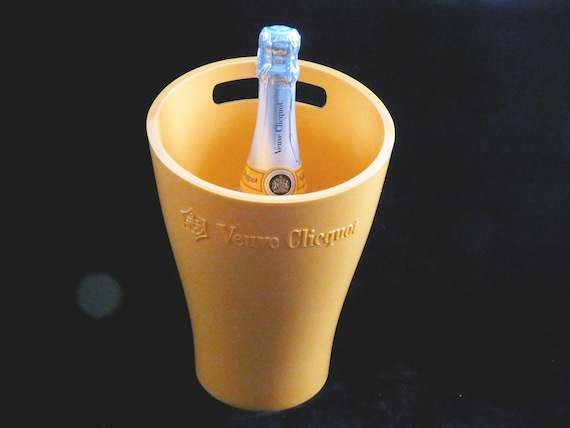Vintage French Acrylic Champagne Cooler and Two Flutes from Veuve