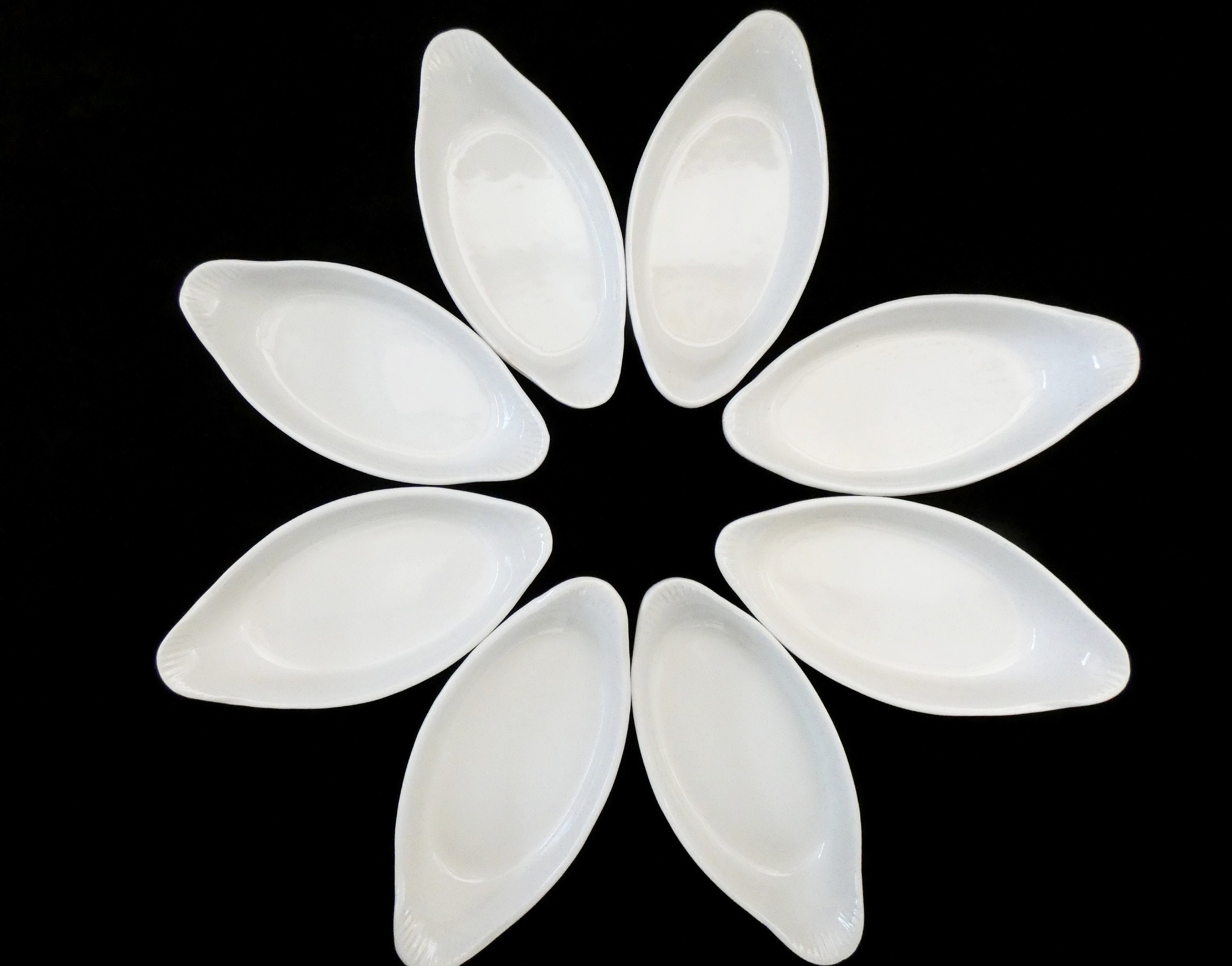 8 Vintage French Dessert Plates Porcelain Bone Plates White Gratin Dish