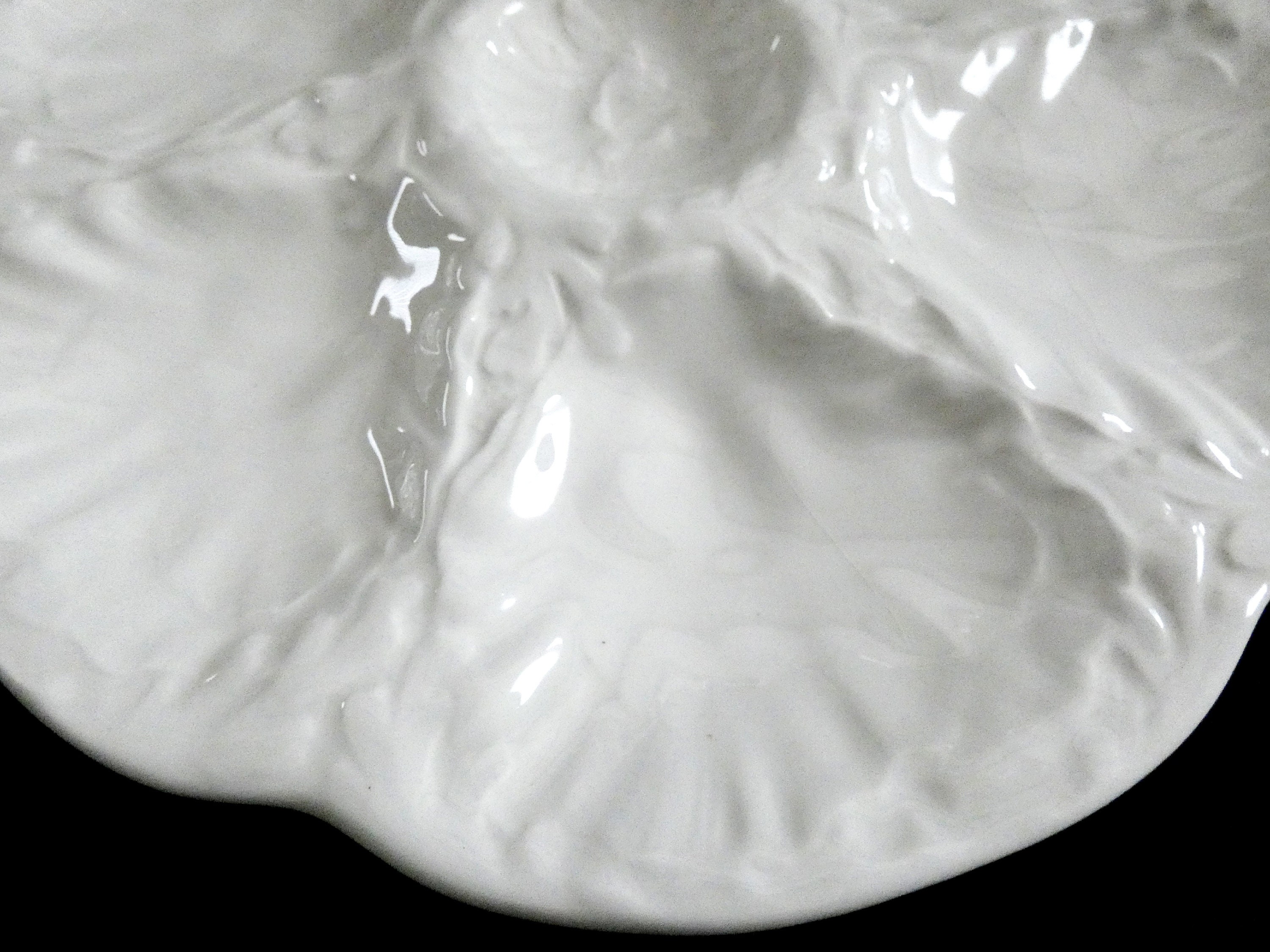 Vintage French Gien Oyster Plates, White Majolica Oyster Platters, Gien