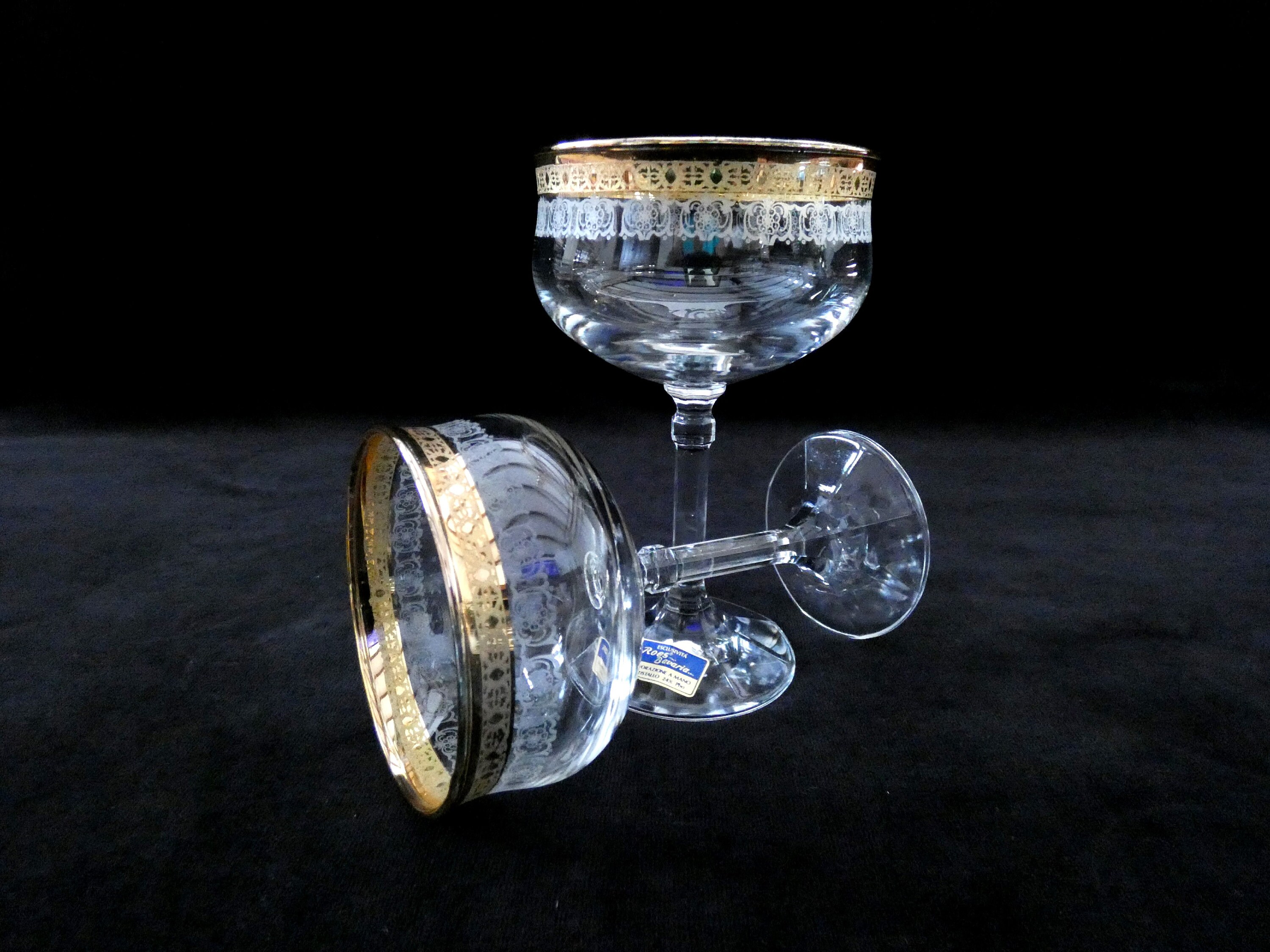 Italian Crystal Champagne Coupes, Vintage Champagne Glasses, Wedding