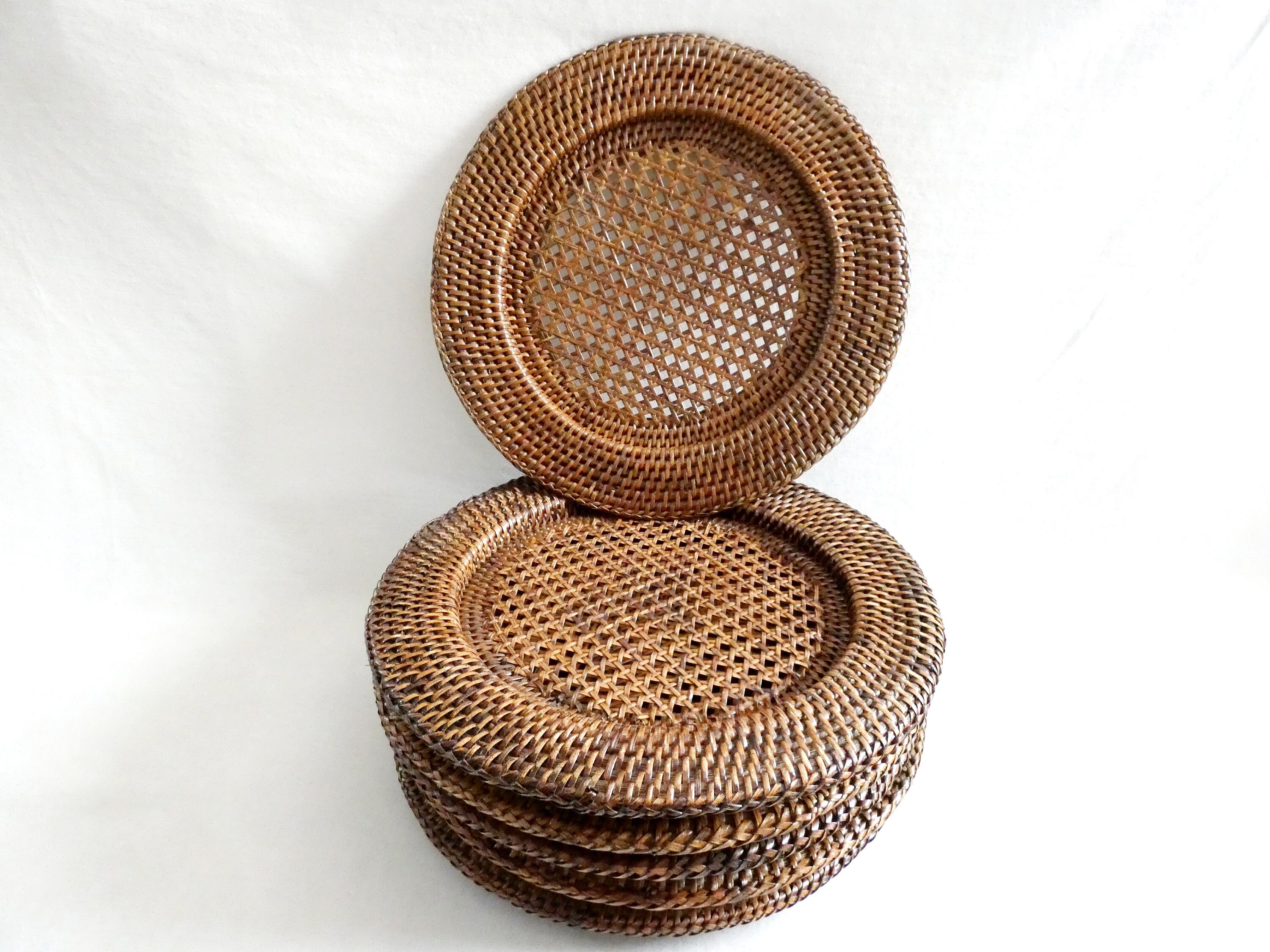 Juego de salvamanteles 10 ratán mimbre bambú Vintage decoración rústica  bambú mimbre Boho Chic decoración granja mesa bohemio -  México