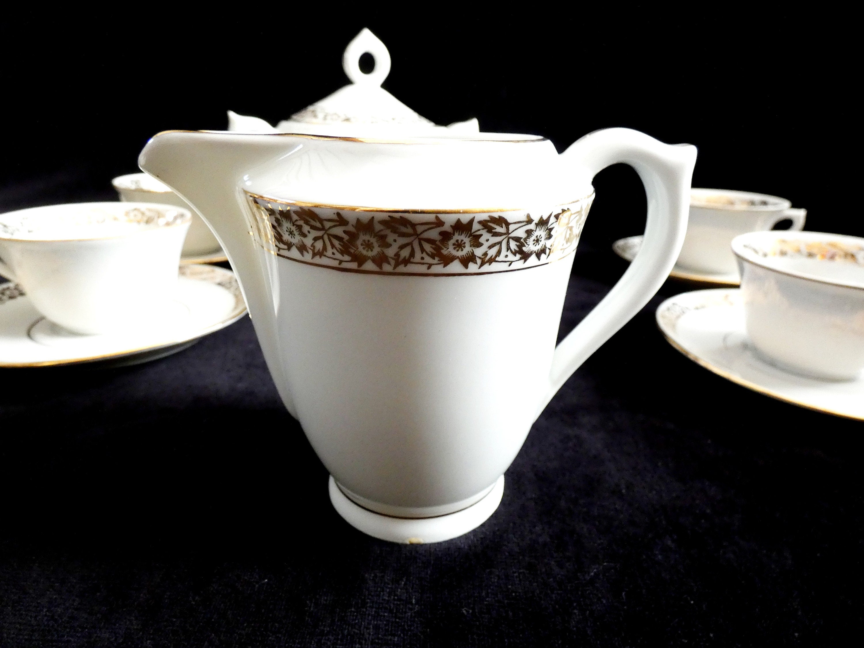 6 Limoges Coffee Cups, Vintage French Coffee Service Limoges China
