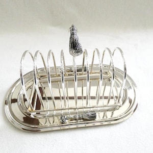 Silver Plated Toast Rack Holder, Large French Brakfast Set, Vintage Home Decor