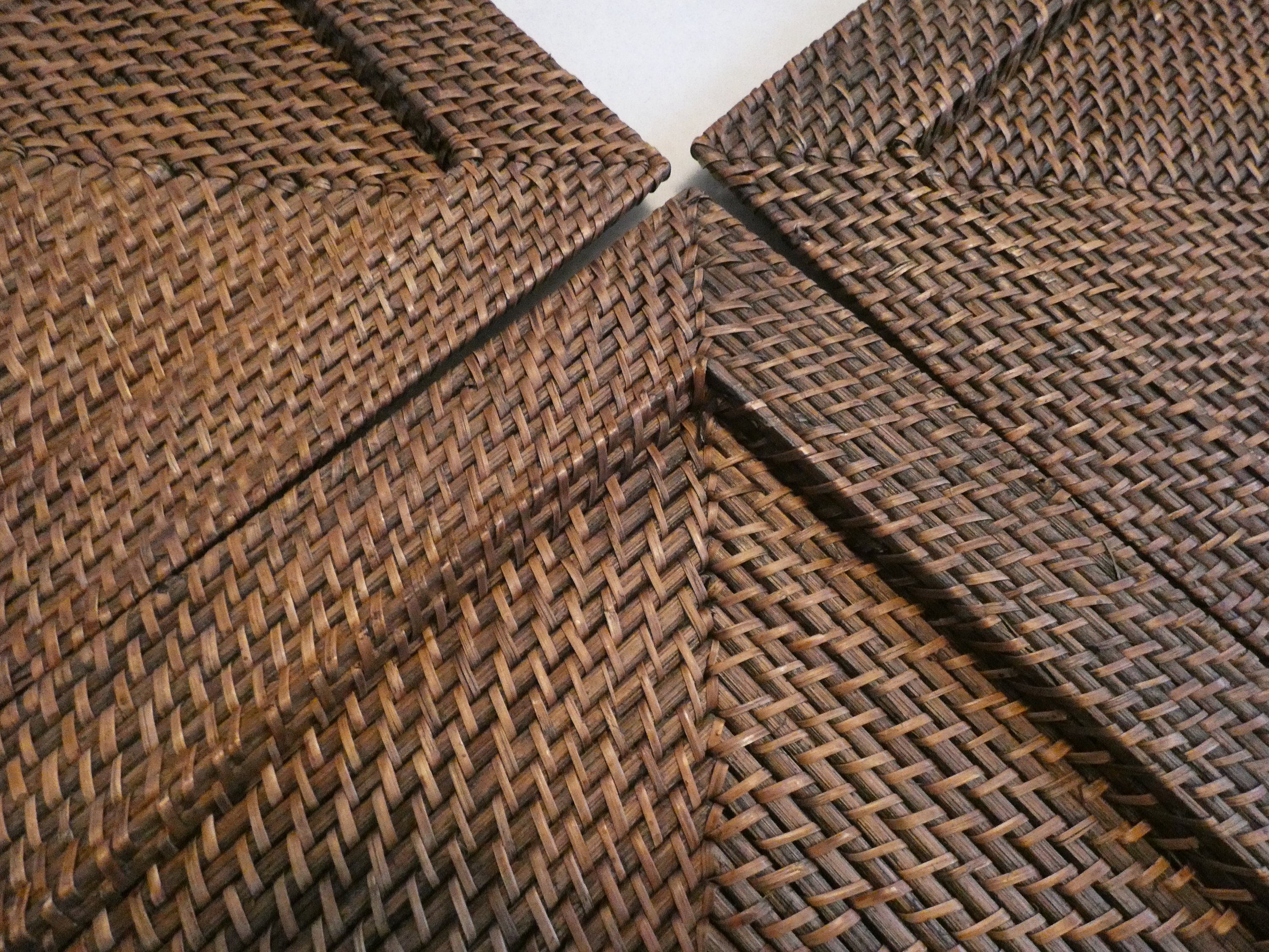 Vintage Square Rattan Chargers, set of 3 Beautiful Rattan Chargers