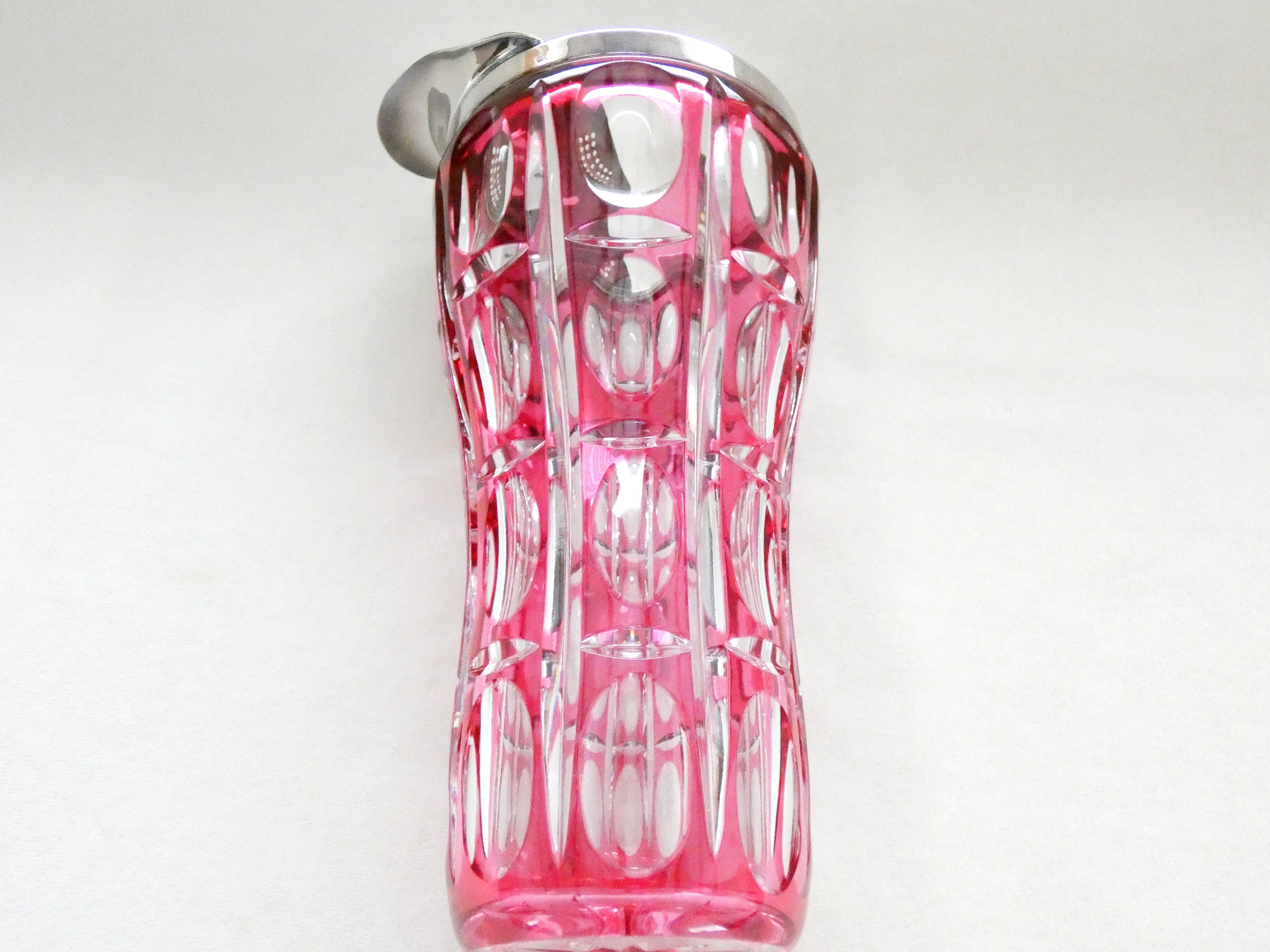 Wilhelm Wolff Crystal Cocktail Pitcher, Antique German Red Crystal