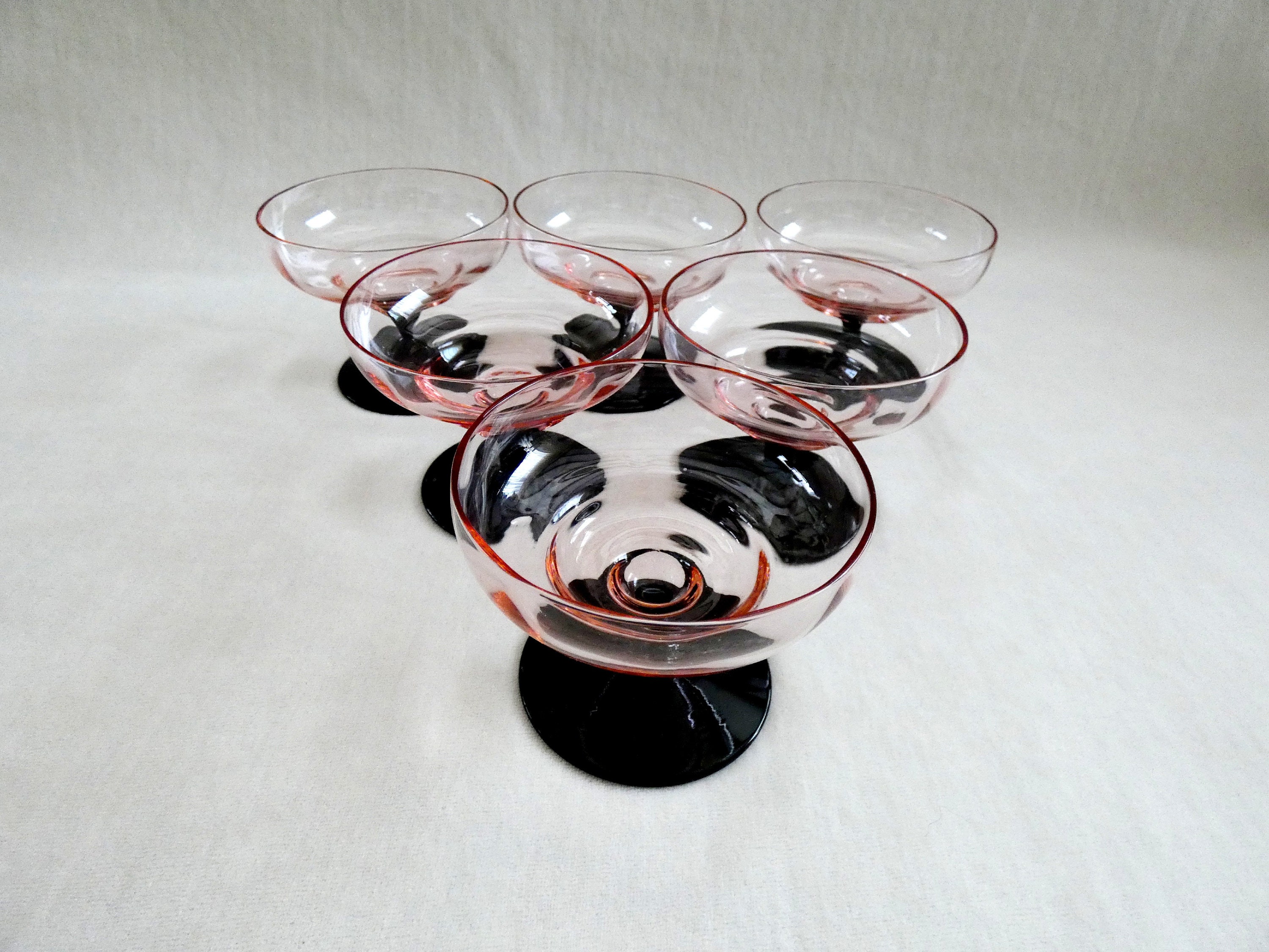 6 Vintage French Champagne Glasses, Antique Crystal Champagne Coupes