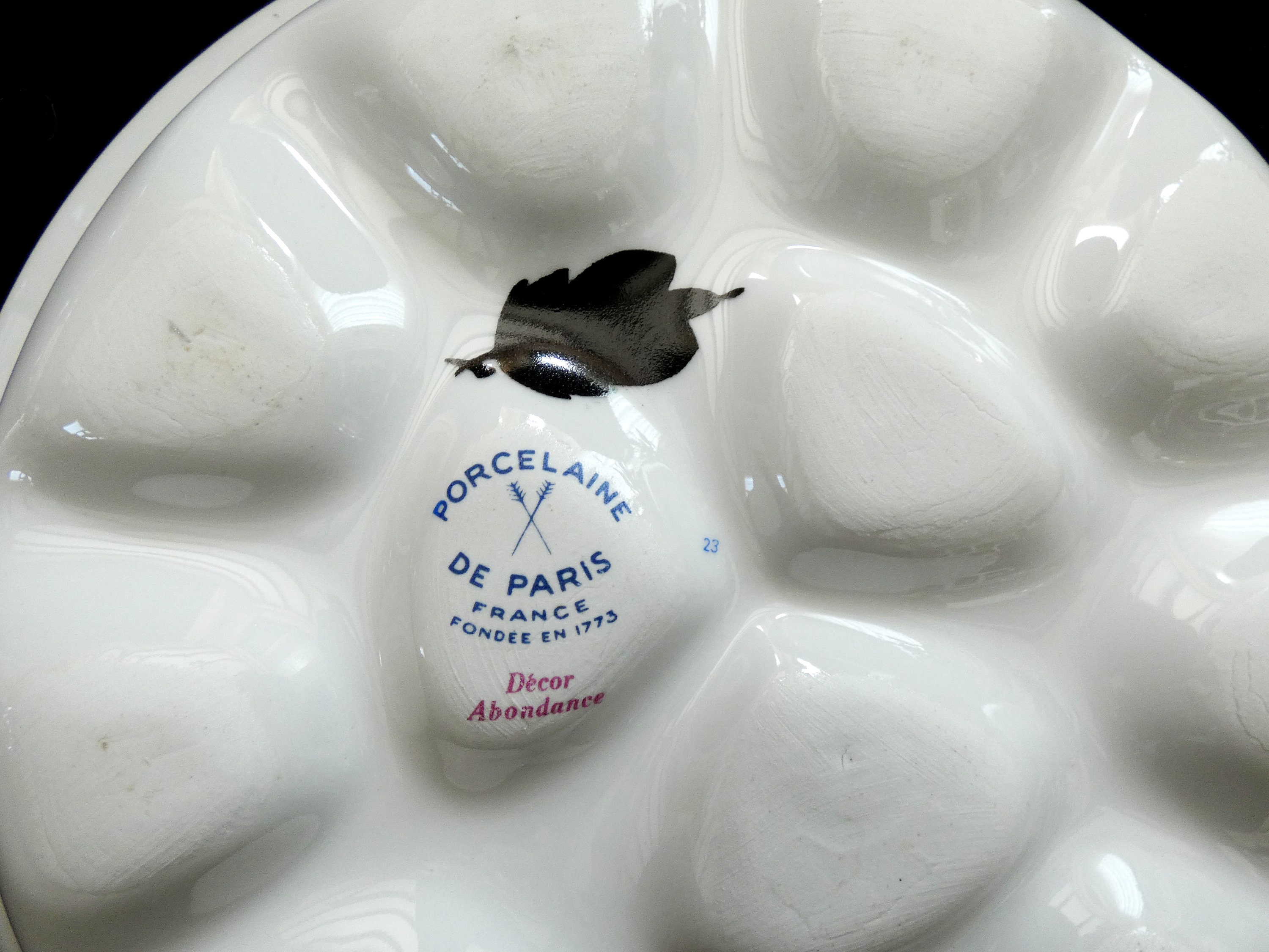 6 Porcelaine de Paris Snail Plates, Vinatage French Escargot Platters