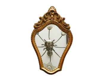 Vintage French Gilded Wood Mirror: Small Ornate Baroque Wall Decor