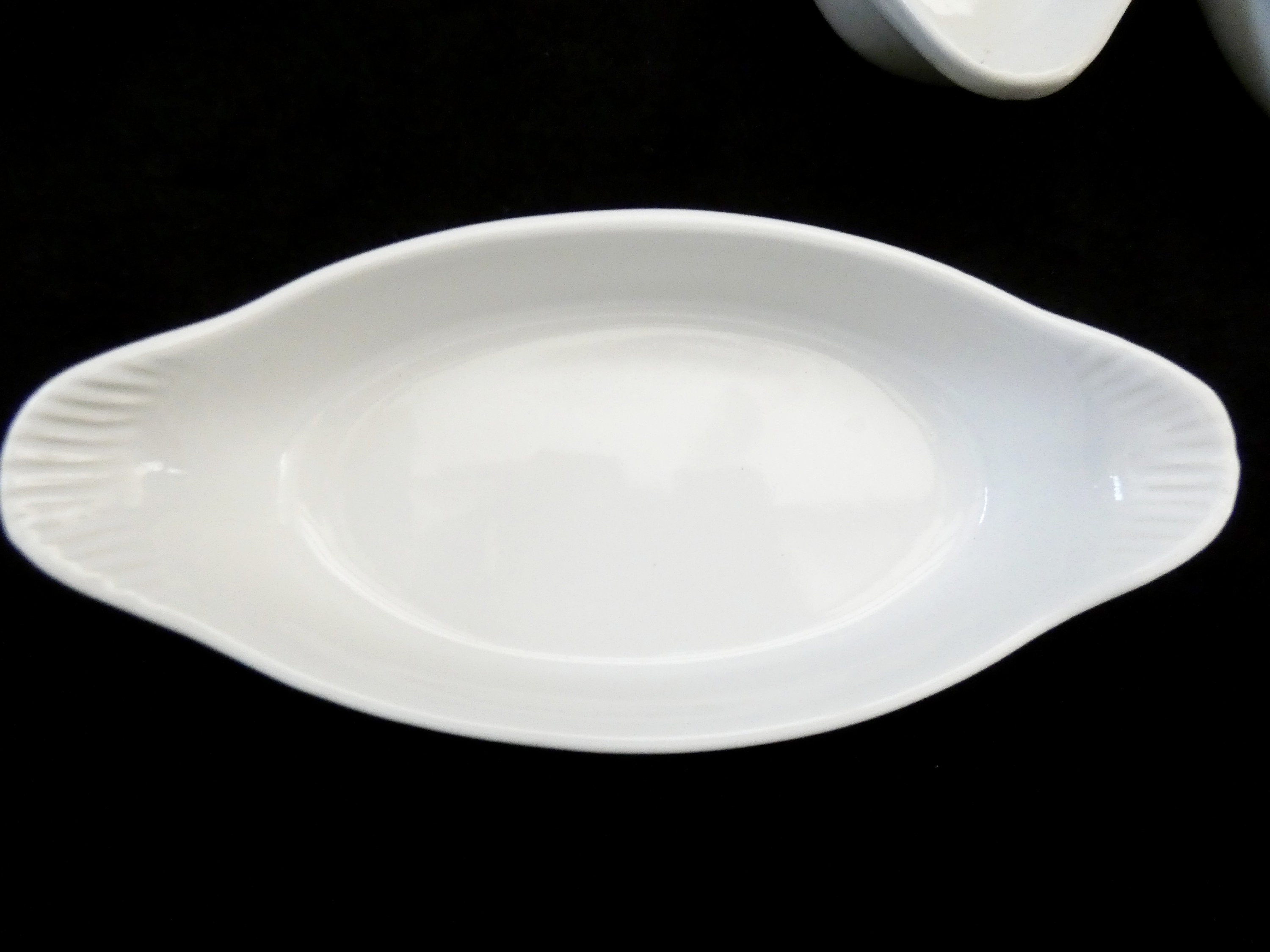 8 Vintage French Dessert Plates Porcelain Bone Plates White Gratin Dish