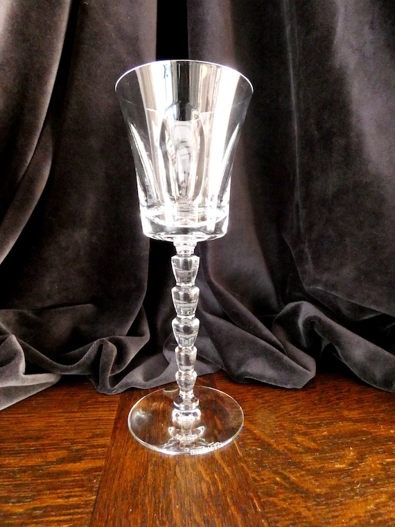 Vintage Val St Lambert Crystal Wine Glass: Belgian Palm Stem