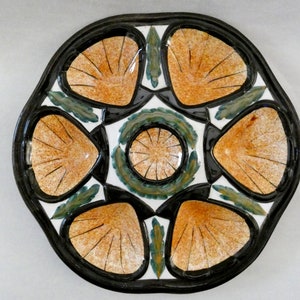1 Vintage St Jean De Bretagne Oyster Plate Majolica Oyster Platter, Mid-Century French Brown White Ceramic Oyster Platter Collection