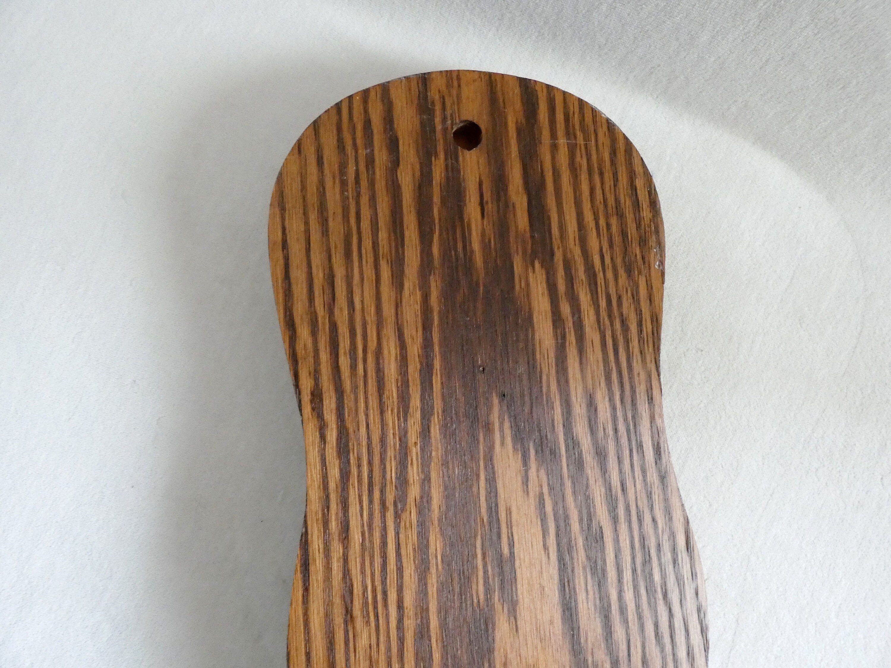 Vintage Wooden Key Rack Brown Key Wall Holder 6 Brass Hooks Midcentury