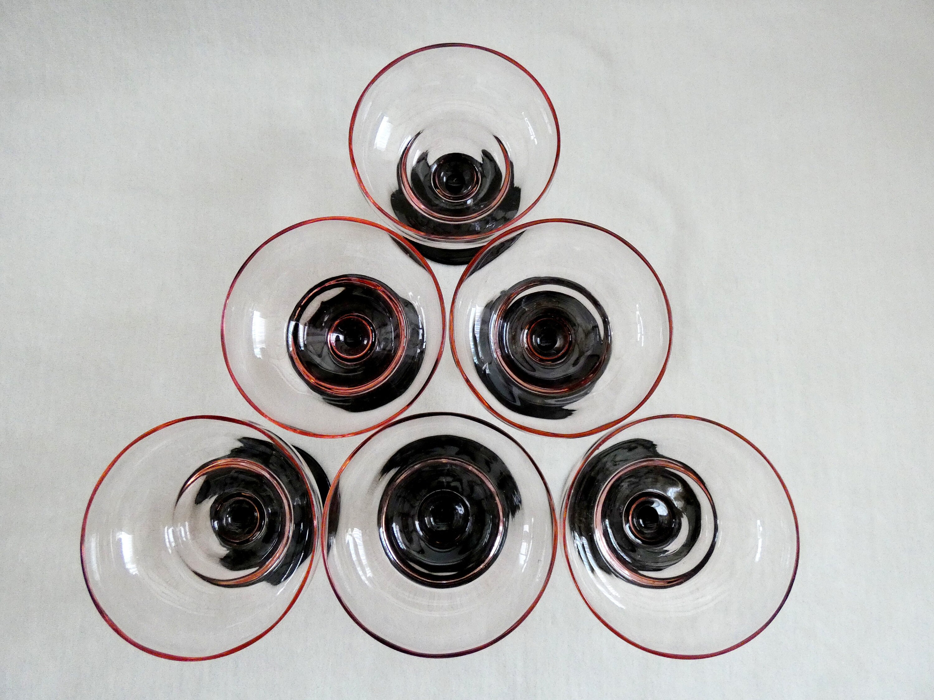 6 Vintage French Champagne Glasses, Antique Crystal Champagne Coupes