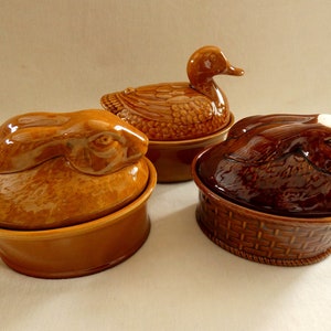 Vintage - Lot de 2 terrines ovale en céramique avec couvercle pour la