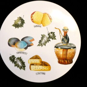 Vintage French Ceramic Cheese Platter Kitchen Decor Serving Dining Cheese France Circa 1970's, Cheese Dinnerware
