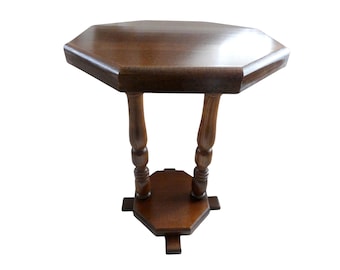 Vintage French Side Table Carved Solid Wood Plant Stand Pedestal Display End Table