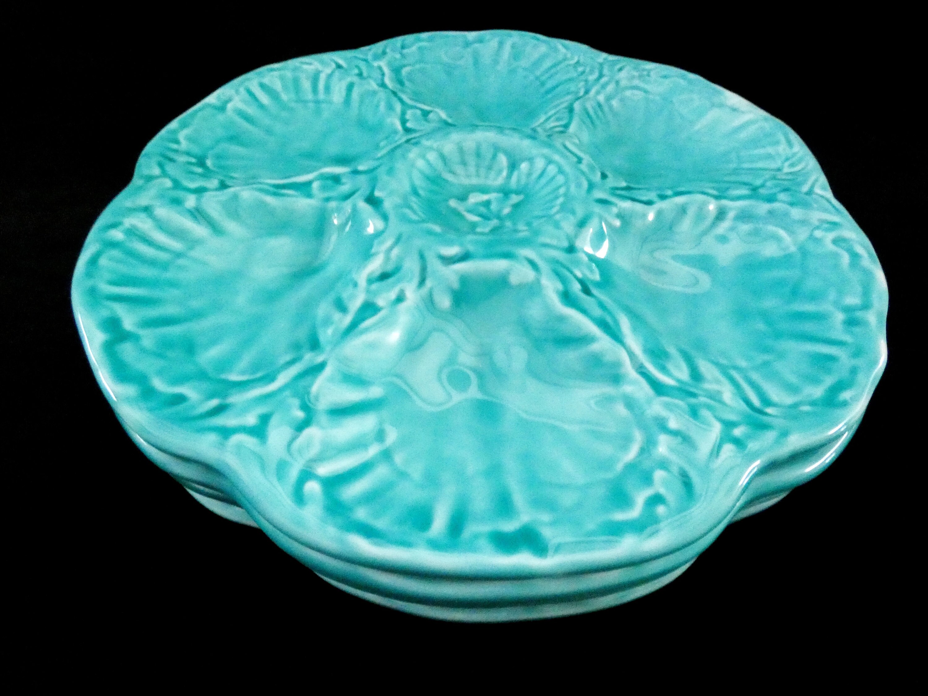 Vintage Gien Oyster Plates French Oyster Platters Majolica Etsy
