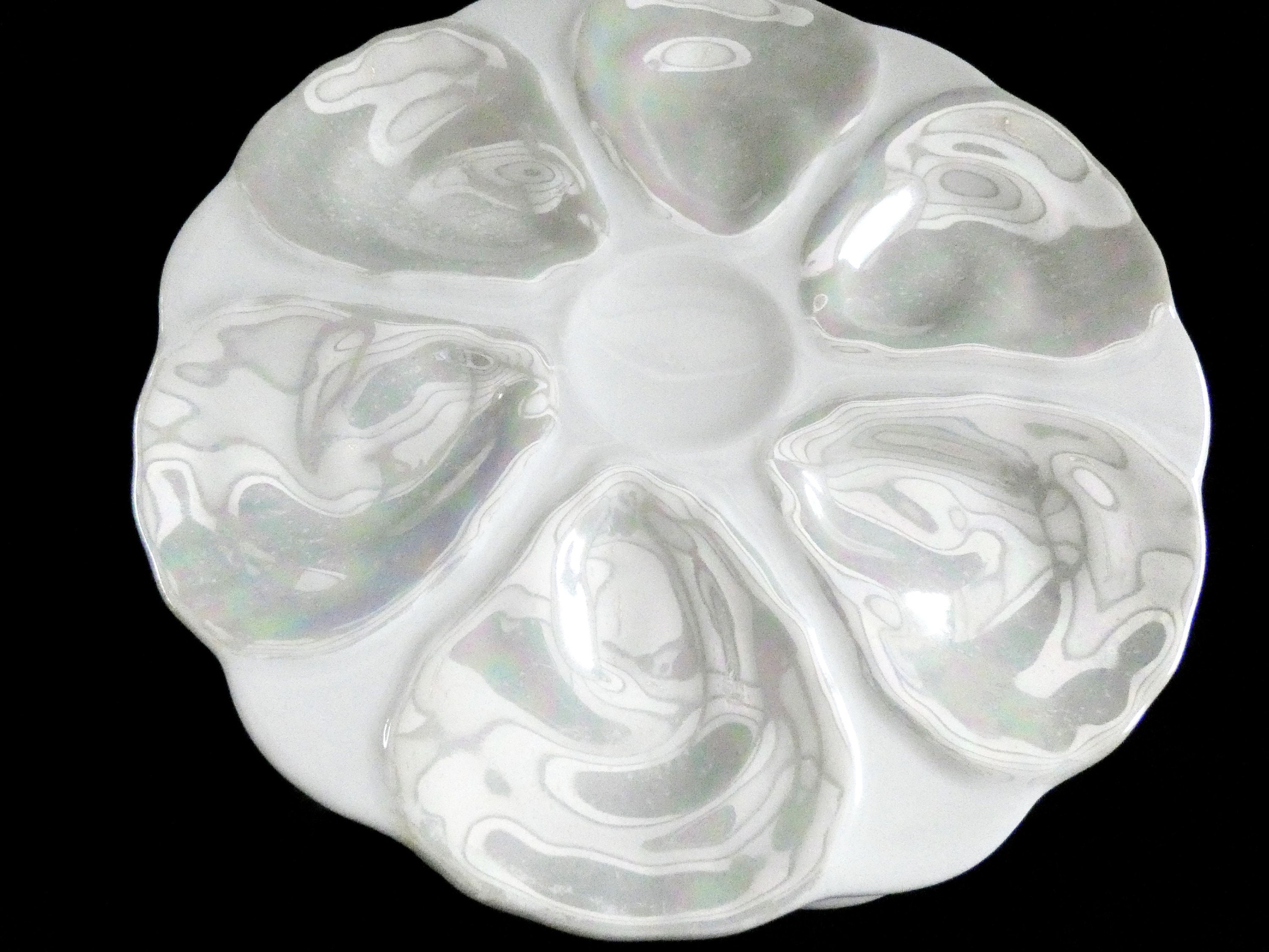 6 Vintage Oyster Plates Porcelaines Champs Elysees Paris, French