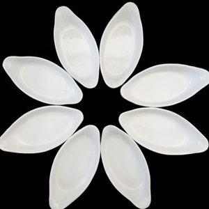 8 Vintage French Dessert Plates Porcelain Bone Plates White Gratin Dish Individual Appetizer Plates 70s