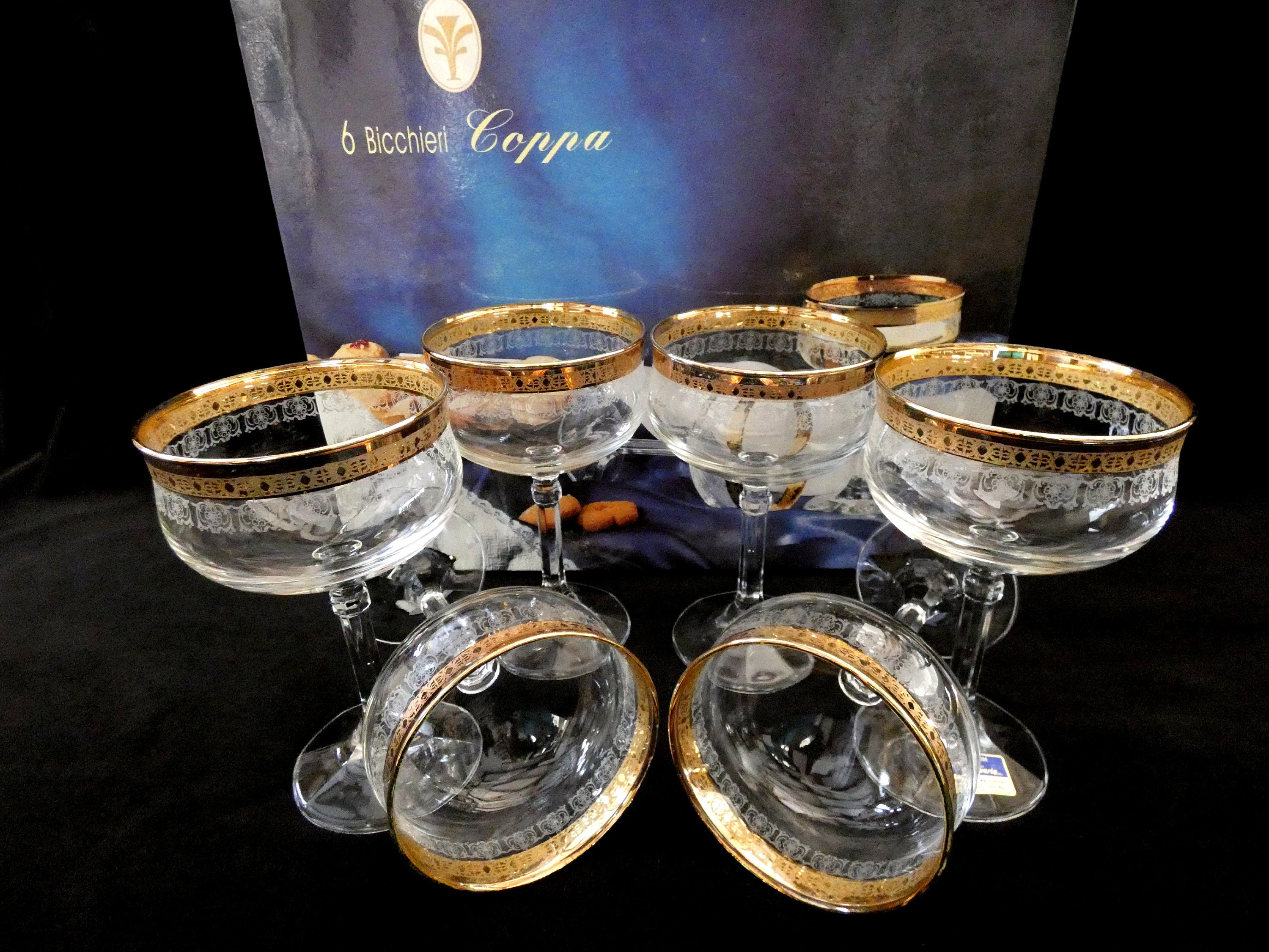 Italian Crystal Champagne Coupes, Vintage Champagne Glasses, Wedding