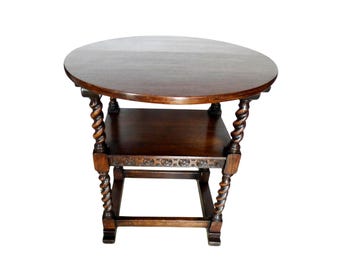 Mesa y silla francesas antiguas y raras: trono de caoba con patas retorcidas, siglo XIX