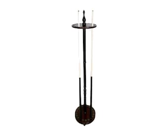 Vintage French Billiard/Pool Cue Floor Rack, Antique Game Room Decor, Rustic Wooden Cue Stand for 20 Cues