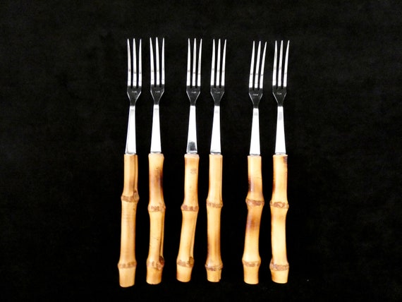 Vintage Bambus Fondue Gabeln - Franzsischer Edelstahl, 6er-Set - Etsy.de