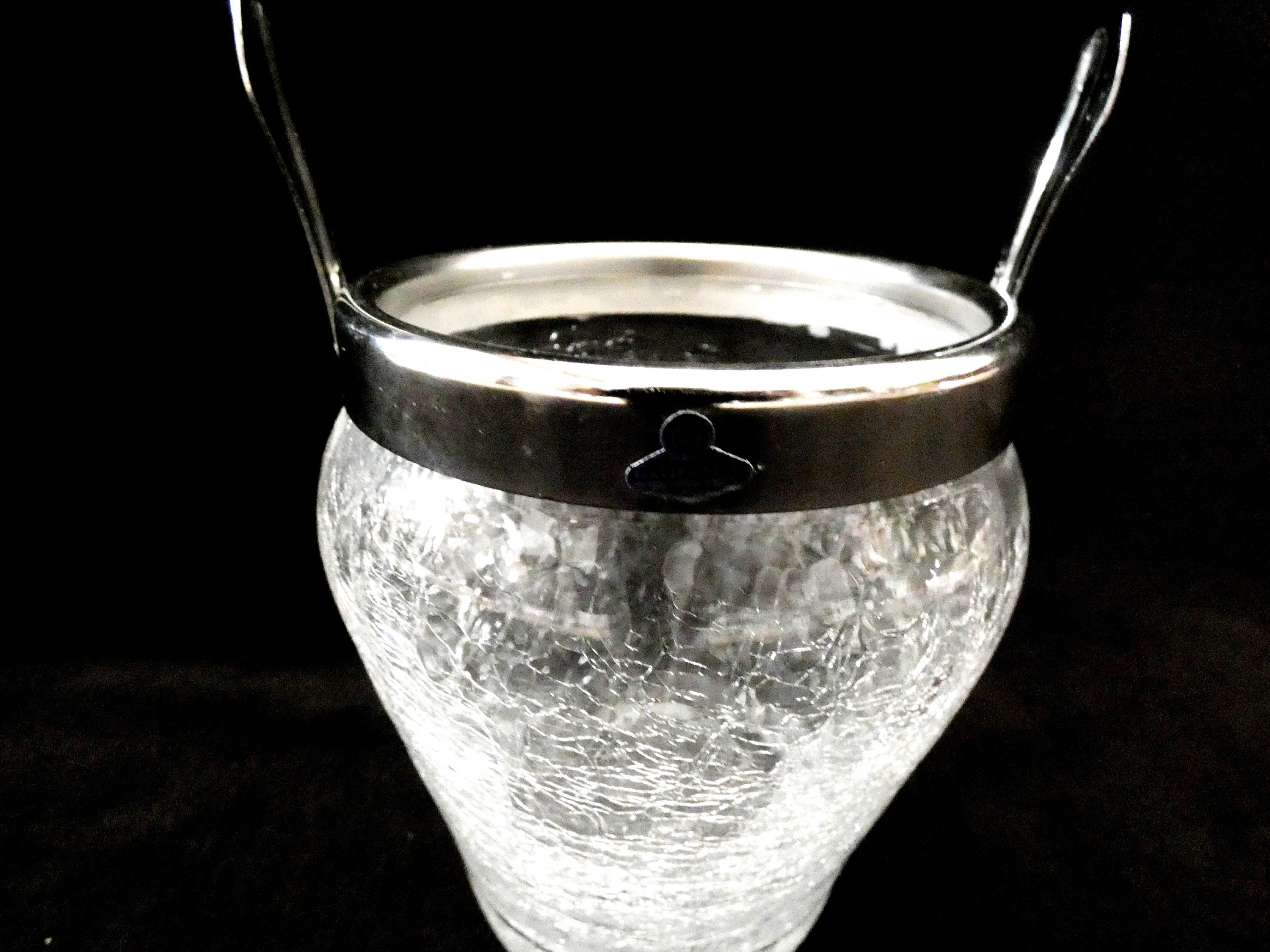 Vintage Crackled Glass Ice Bucket DeMeyere, Bar Accessories Demeyere