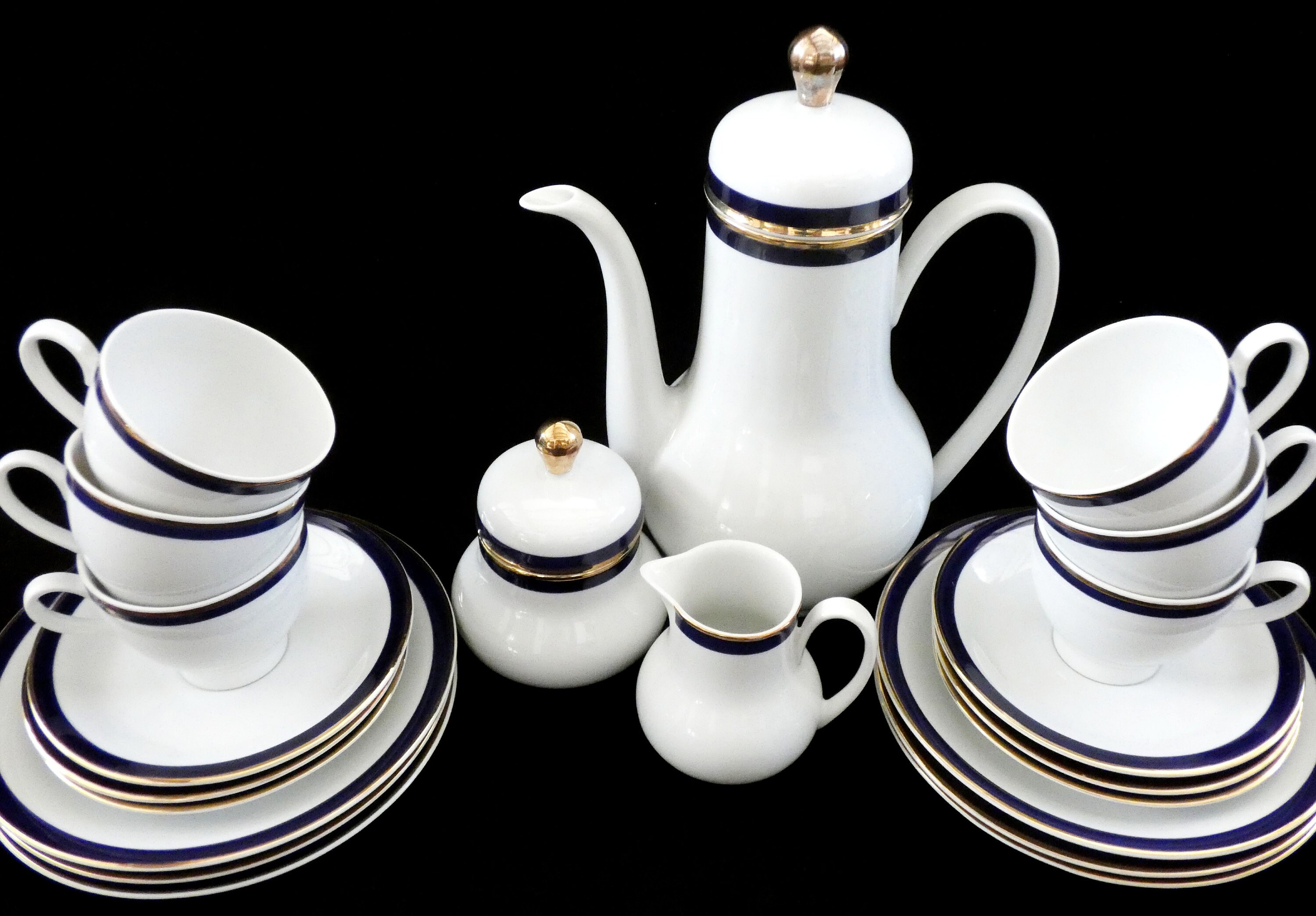 Vohenstrauss Johann Seltmann Bavaria Coffee Tea Set, Vintage Blue And ...