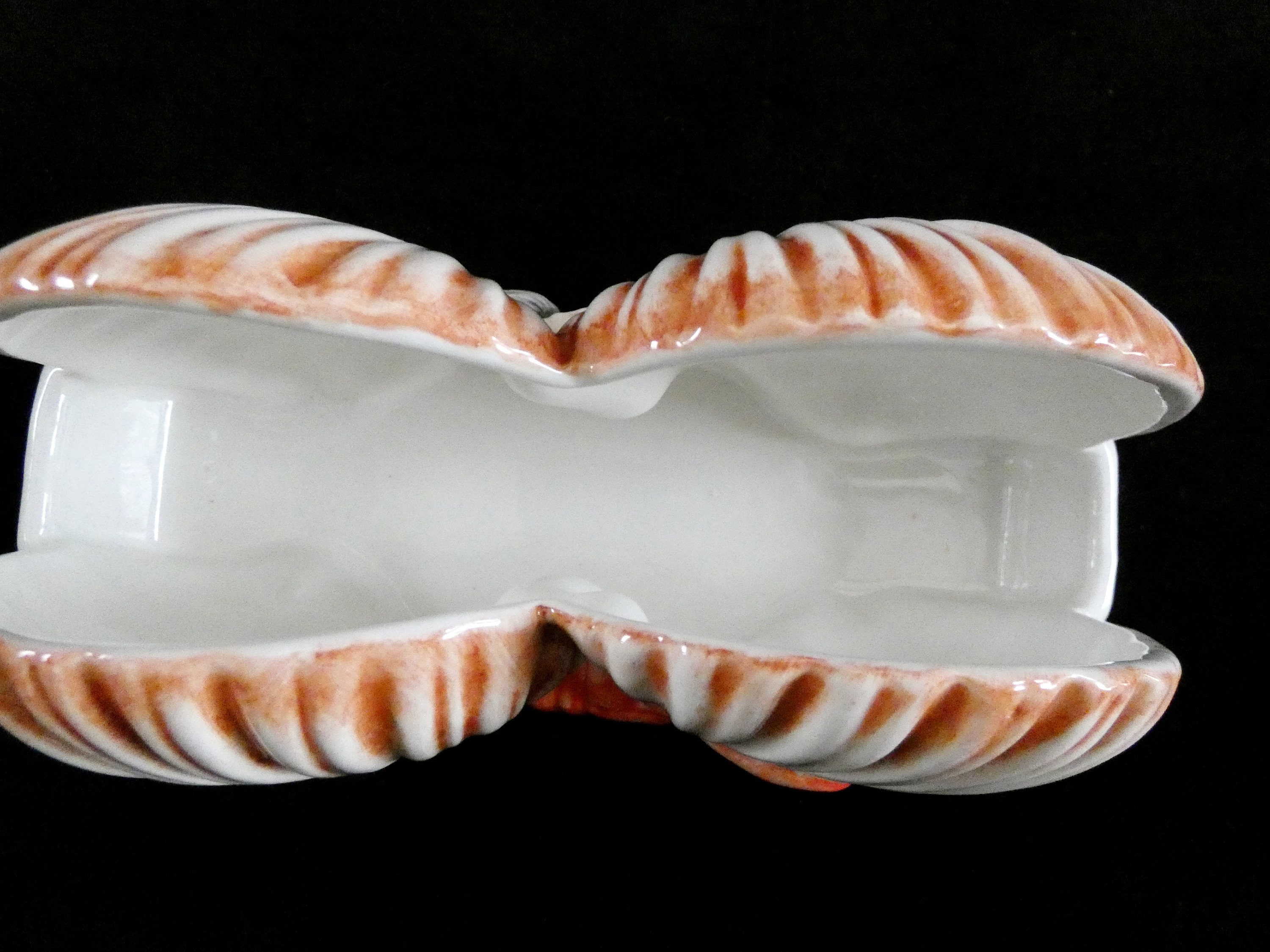 Italian Ceramic Napkin Holder, Vintage Shell Shaped Holder, Hand