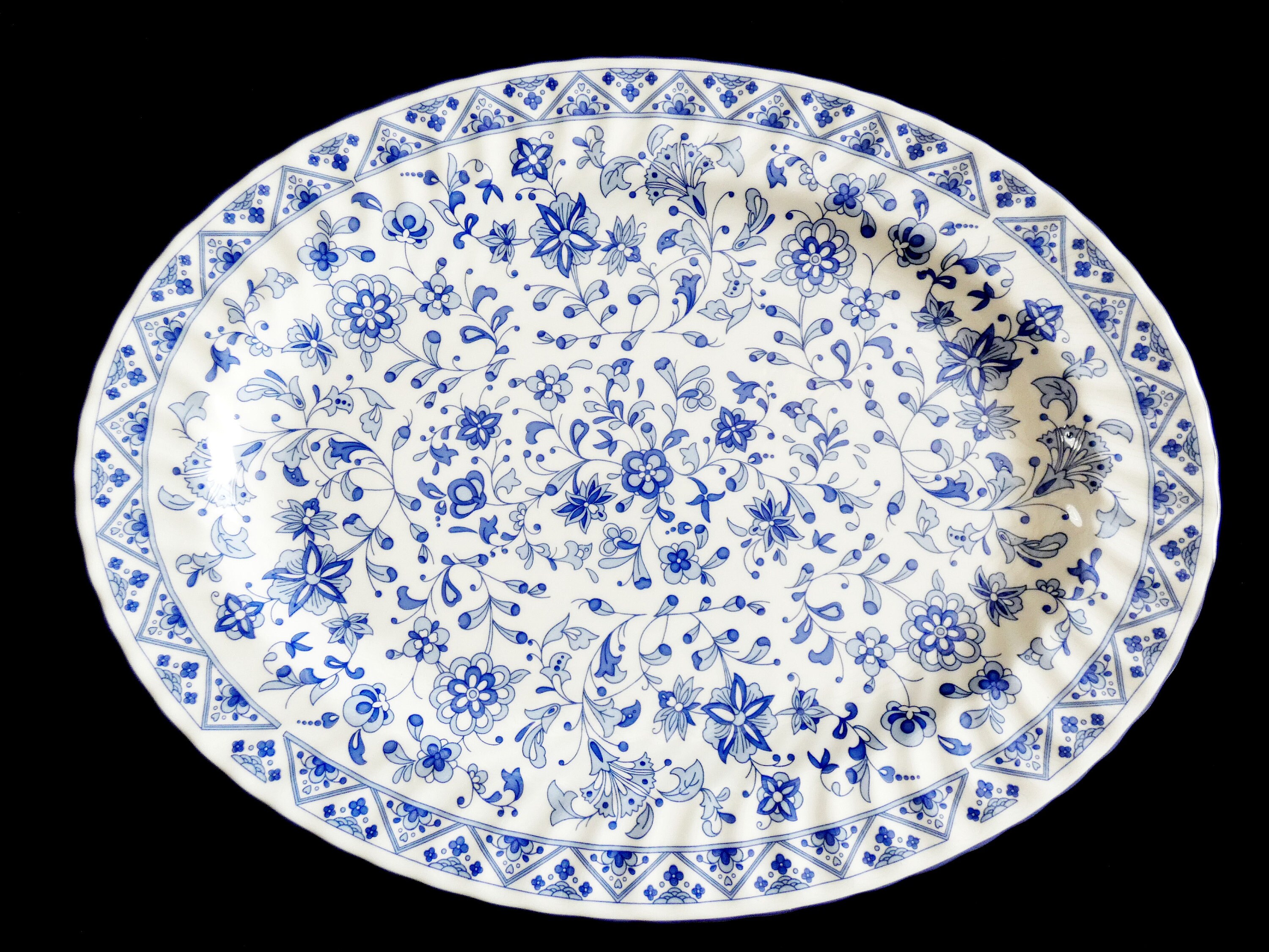 Minton Shalimar Large Dinner Plate, Vintge English Oval Platter Blue