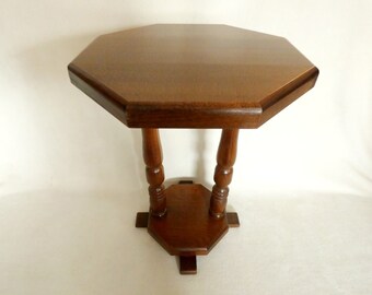 Vintage French Side Table Carved Solid Wood Plant Stand Pedestal Display End Table