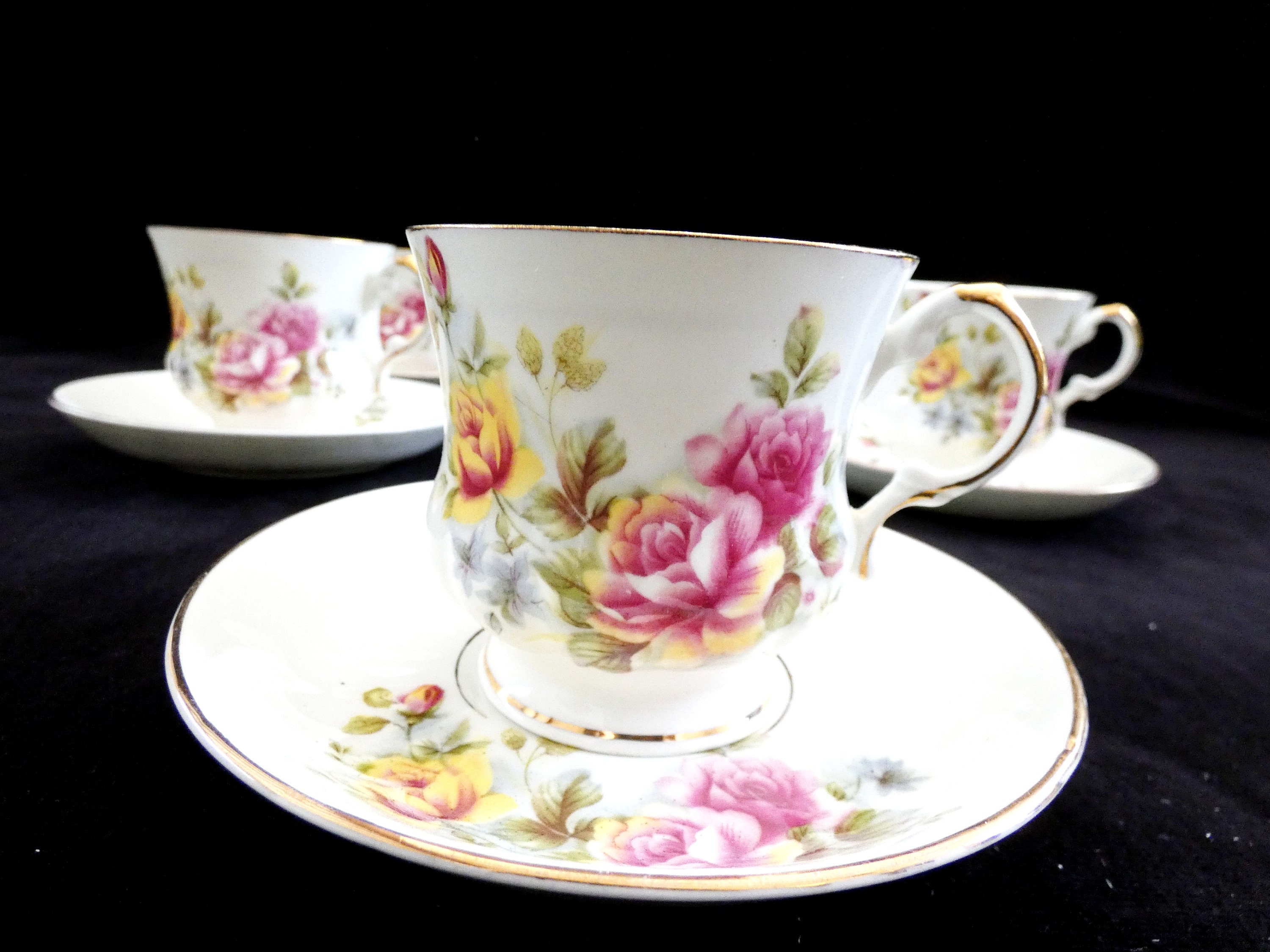 Vintage Bone China Tea Cups Balmoral Castle, Hitkari Bone Porcelain