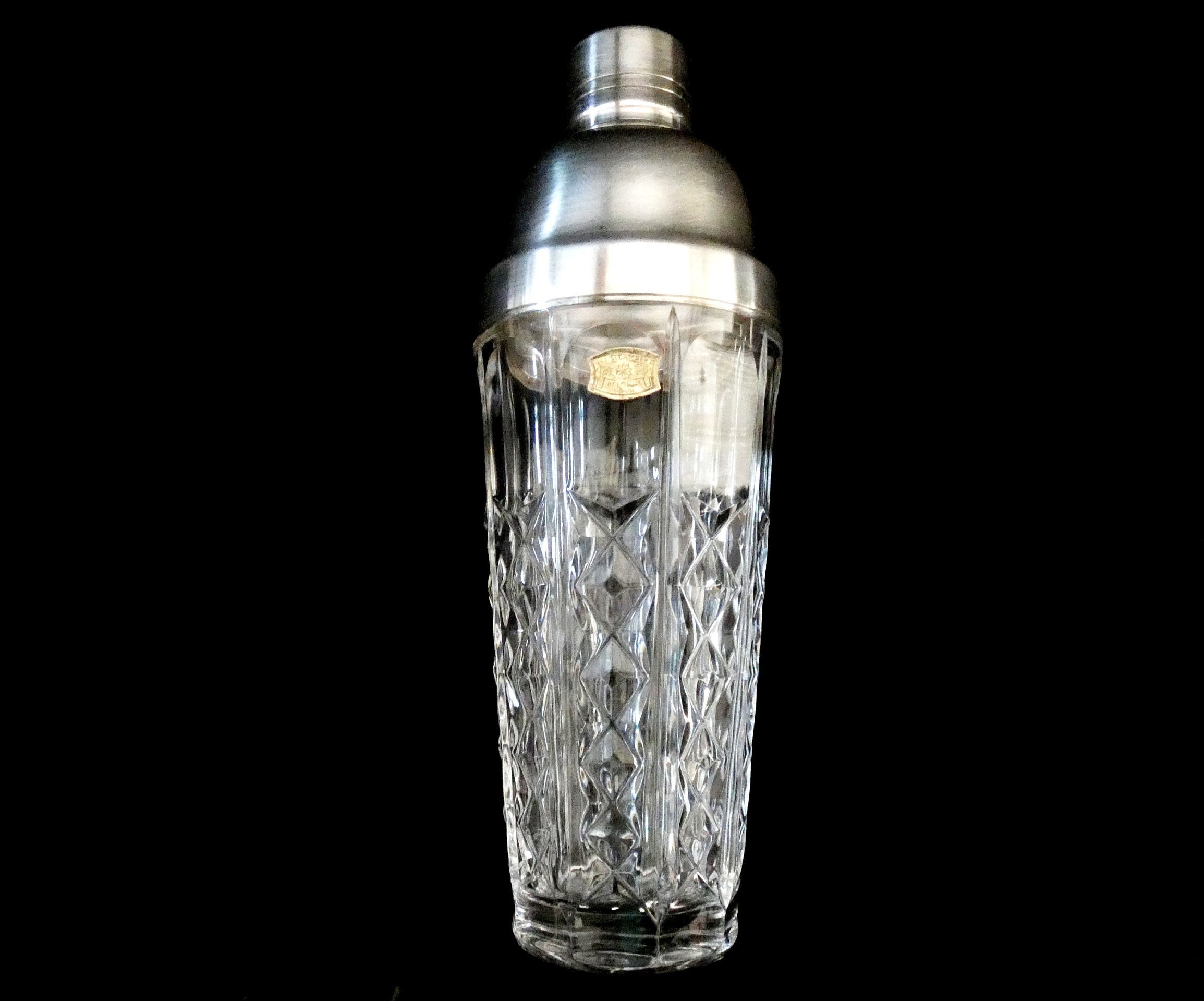 Val St Lambert Cocktail Shaker, Vinatge Heavy Cut Crystal Martini
