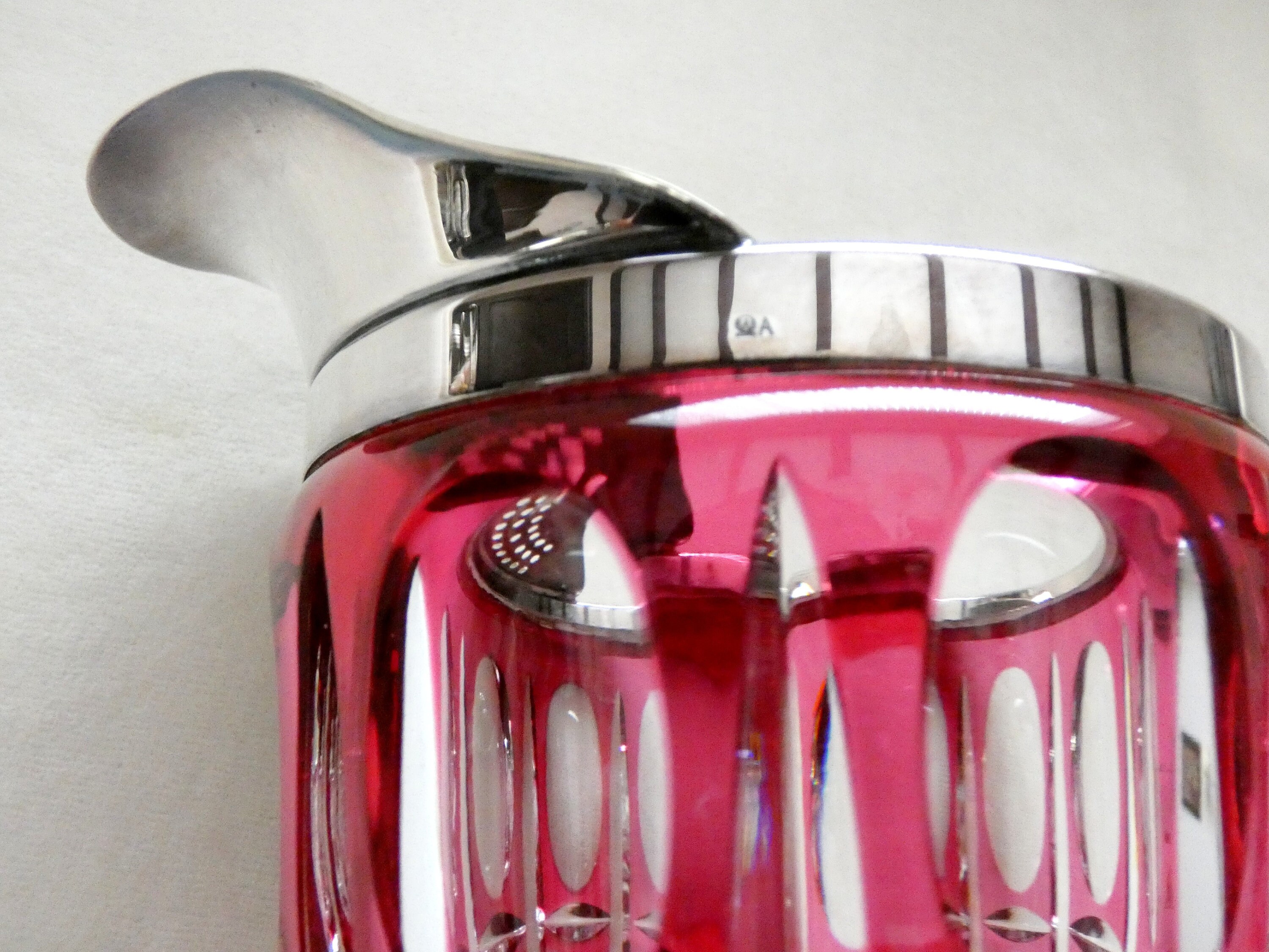 Wilhelm Wolff Crystal Cocktail Pitcher, Antique German Red Crystal