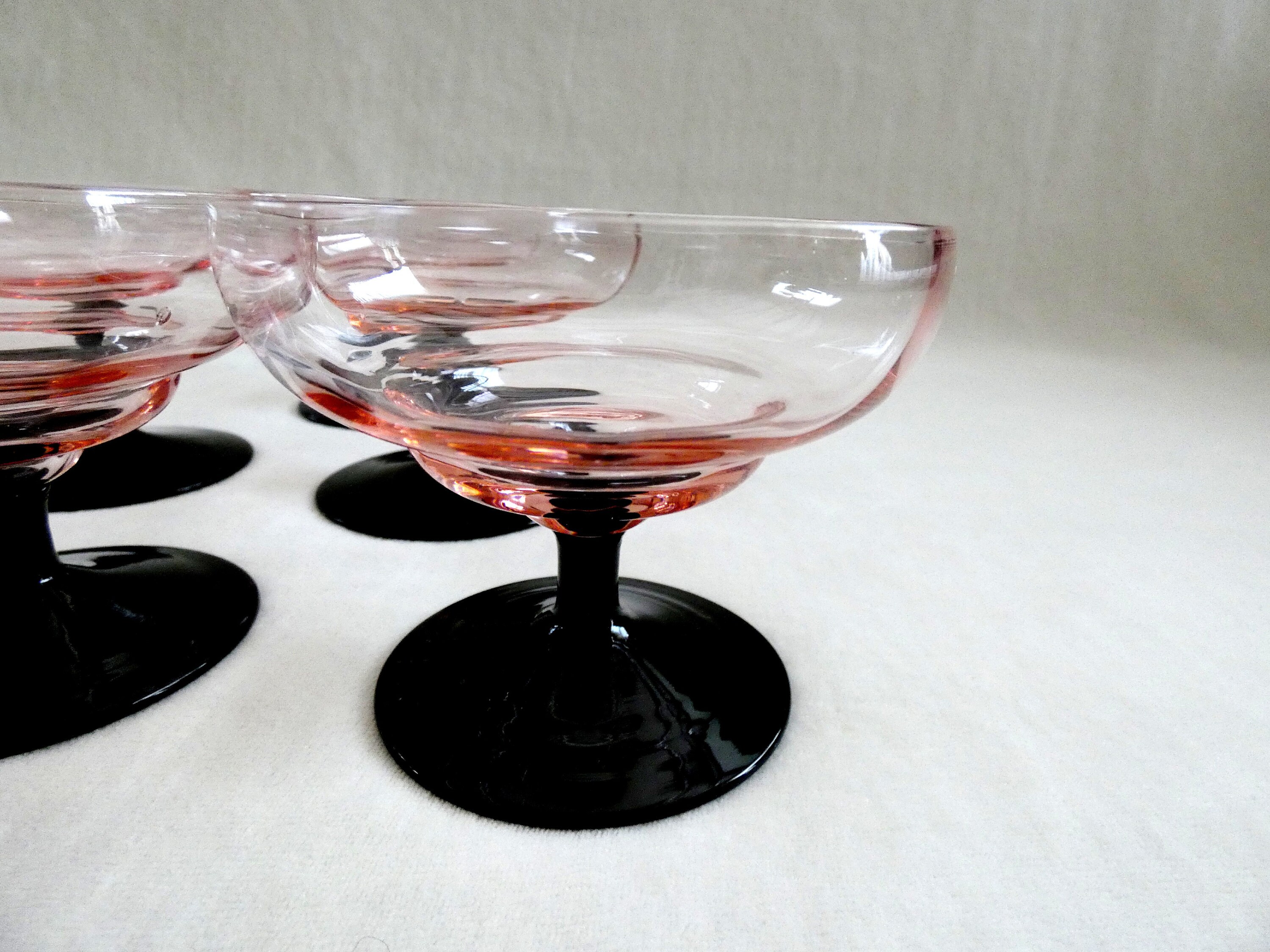 6 Vintage French Champagne Glasses, Antique Crystal Champagne Coupes